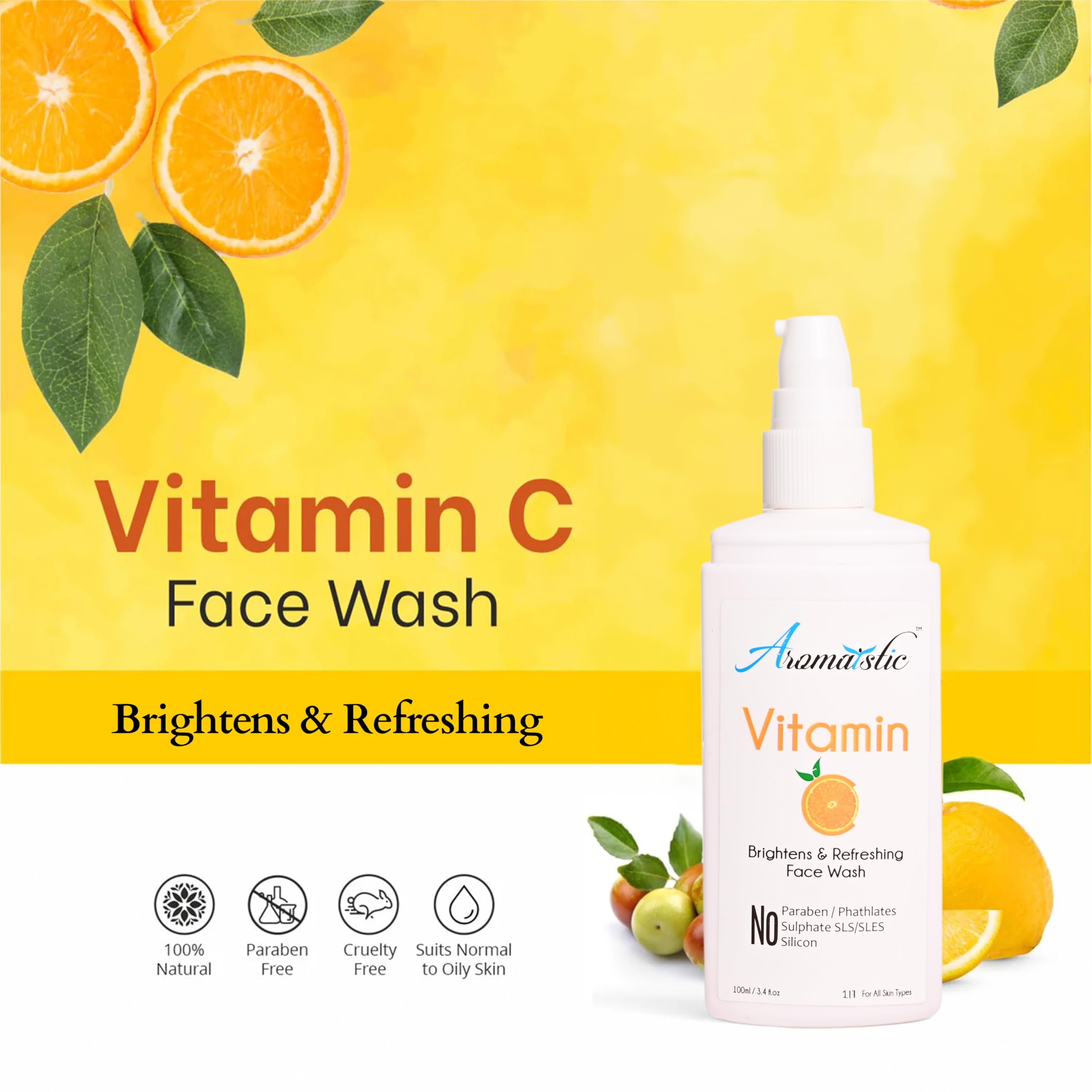 Vitamin C & Niacinamide Face Wash for Men & Women - Brightening, Acne Removal, Anti-Aging & Wrinkle Control - Paraben & Sulfate Free Cleanser for Dry Skin - Perfect for Daily Skincare Routine & Glowing Complexion