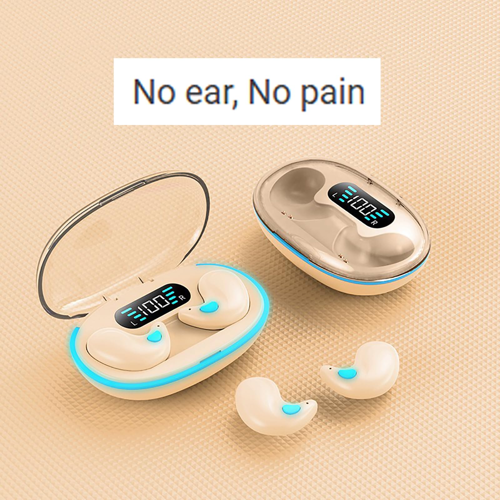 Wireless Bone Conduction Sleep Headphones Bluetooth 5.3 with Noise Cancelling, In-Ear Sports Earphones with LED Digital Display Charging Case - Perfect for Sleeping, Running, Workouts and Travel