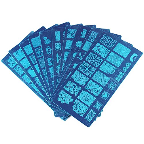10Pcs Nail Art Stamping Plates - DIY Lace Design Templates for Professional Salon & Home Manicure (Set #WJ038) | Perfect for Bridal, Party & Special Occasion Nail Designs