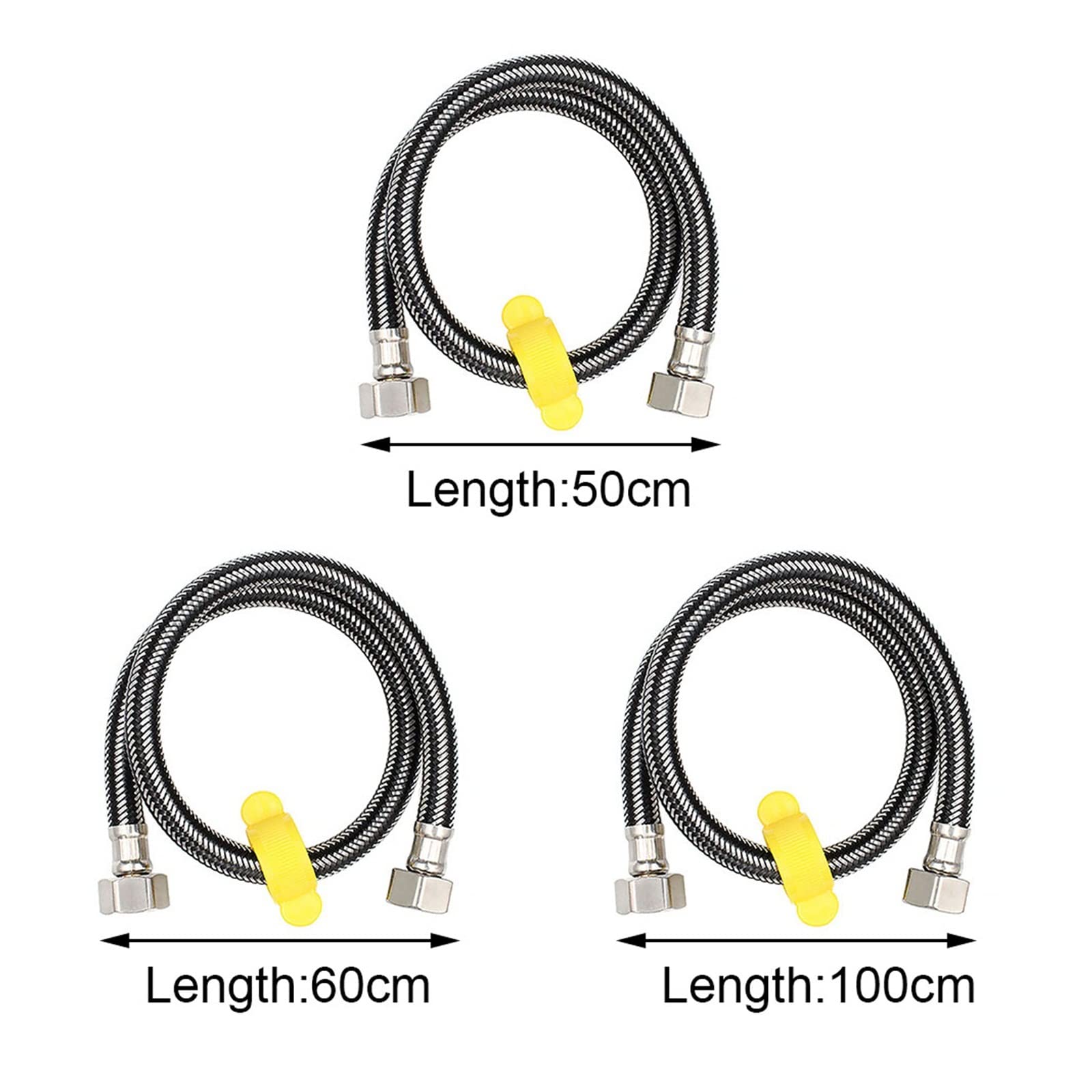 VSOLS 1/2 Inch Stainless Steel Flexible Shower Hose - Corrugated Double-Head Sink Pipe for Bathroom, Toilet & Water Heater (50cm/19.7in) - Perfect for Bathroom Renovation & Kitchen Faucet Replacement