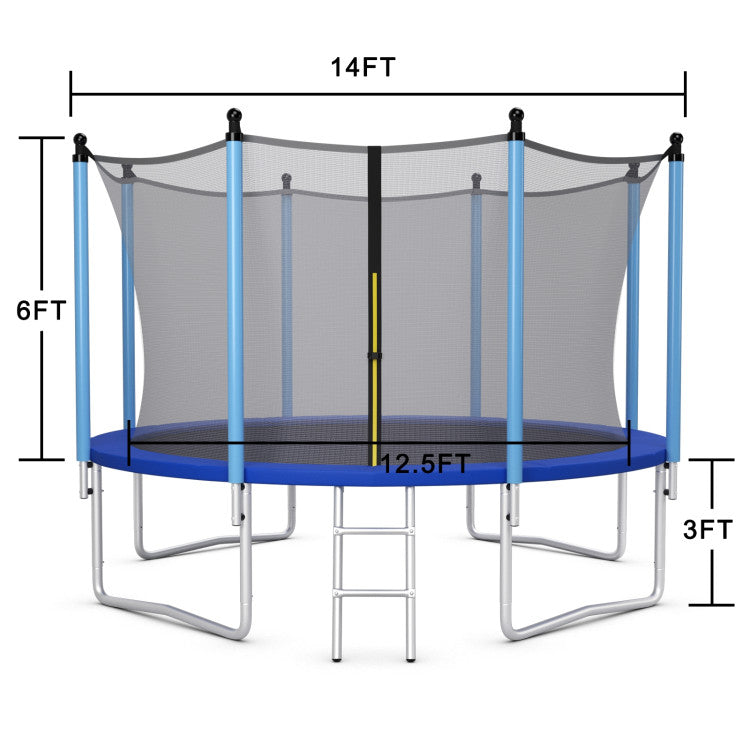 Costway 15ft Trampoline with Enclosure Net & Ladder - Heavy Duty Outdoor Trampoline for Kids & Adults - Perfect for Backyard, Garden, and Outdoor Play