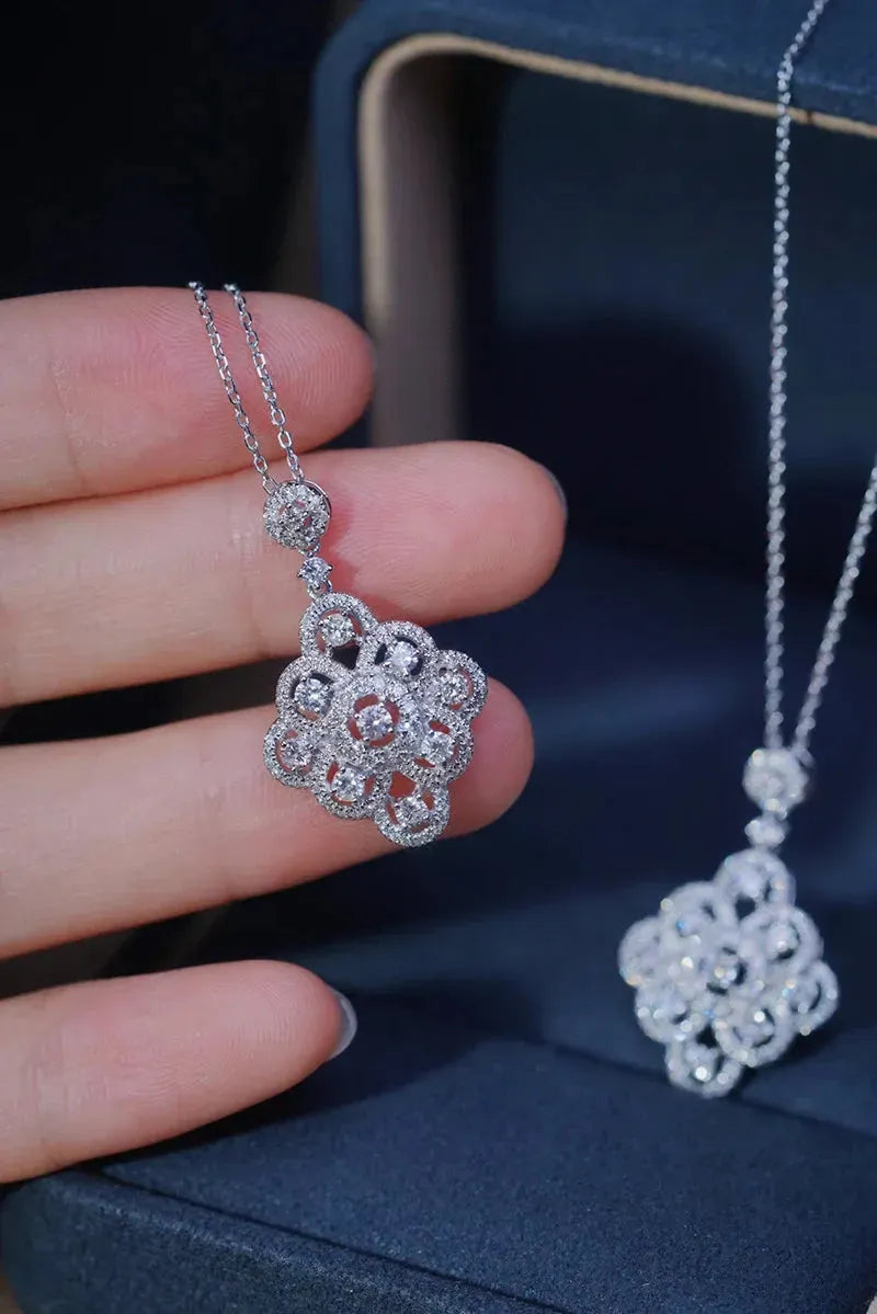 18K White Gold Vintage Palace Design Diamond Pendant Necklace - 0.85ct Natural Diamond for Women, Perfect for Engagement, Anniversary & Special Occasions