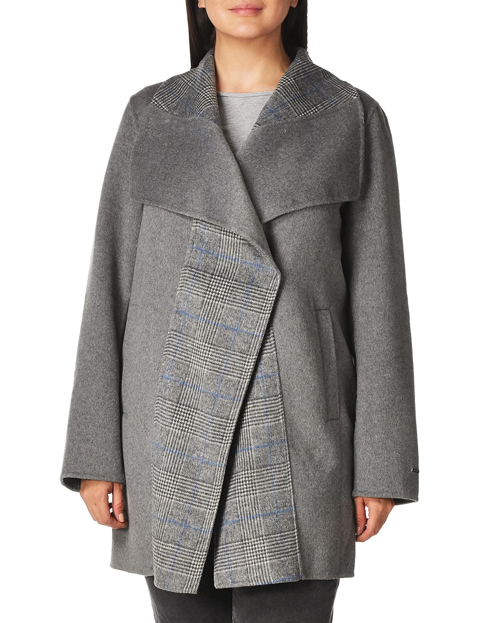 Tahari Women's Nikki Two-Tone Double-Faced Wool Coat - Warm Winter Outerwear for Office, Travel & Formal Occasions
