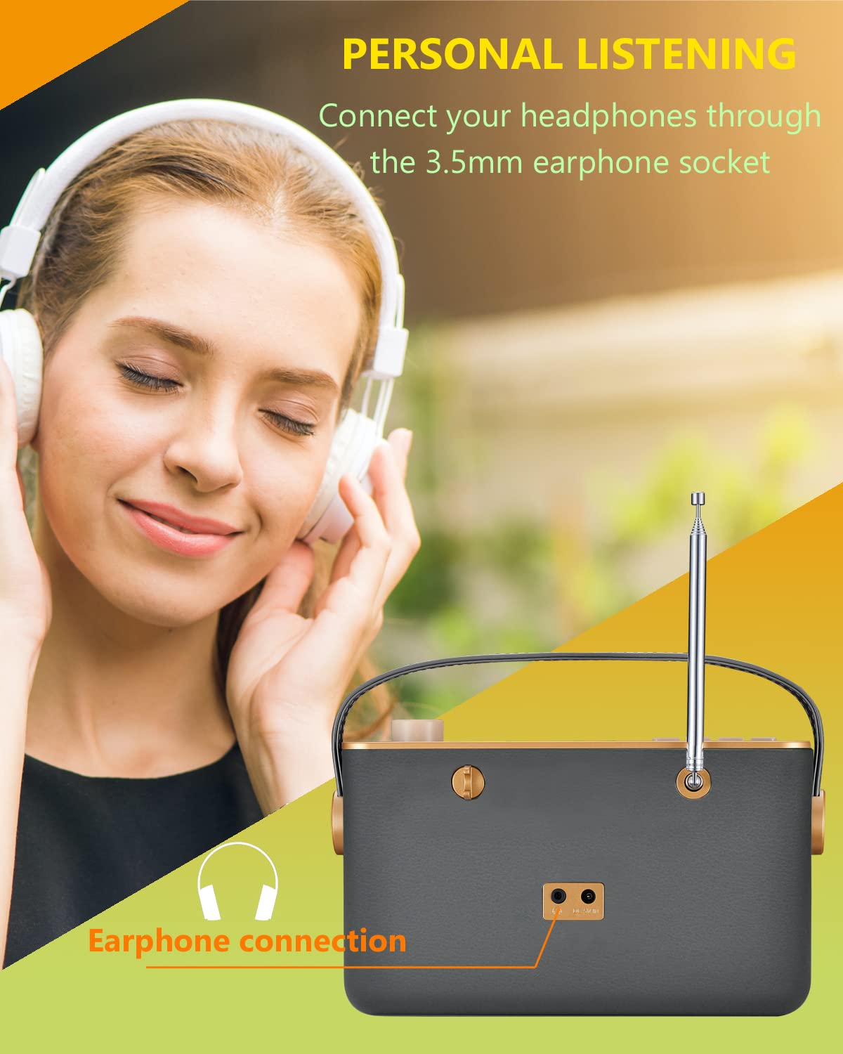 **UEME Retro DAB/DAB+ FM Wireless Portable Radio - Bluetooth, USB Rechargeable Battery, Digital & Analog Tuning (Charcoal Grey) - Perfect for Home, Office, Travel & Outdoor Adventures**