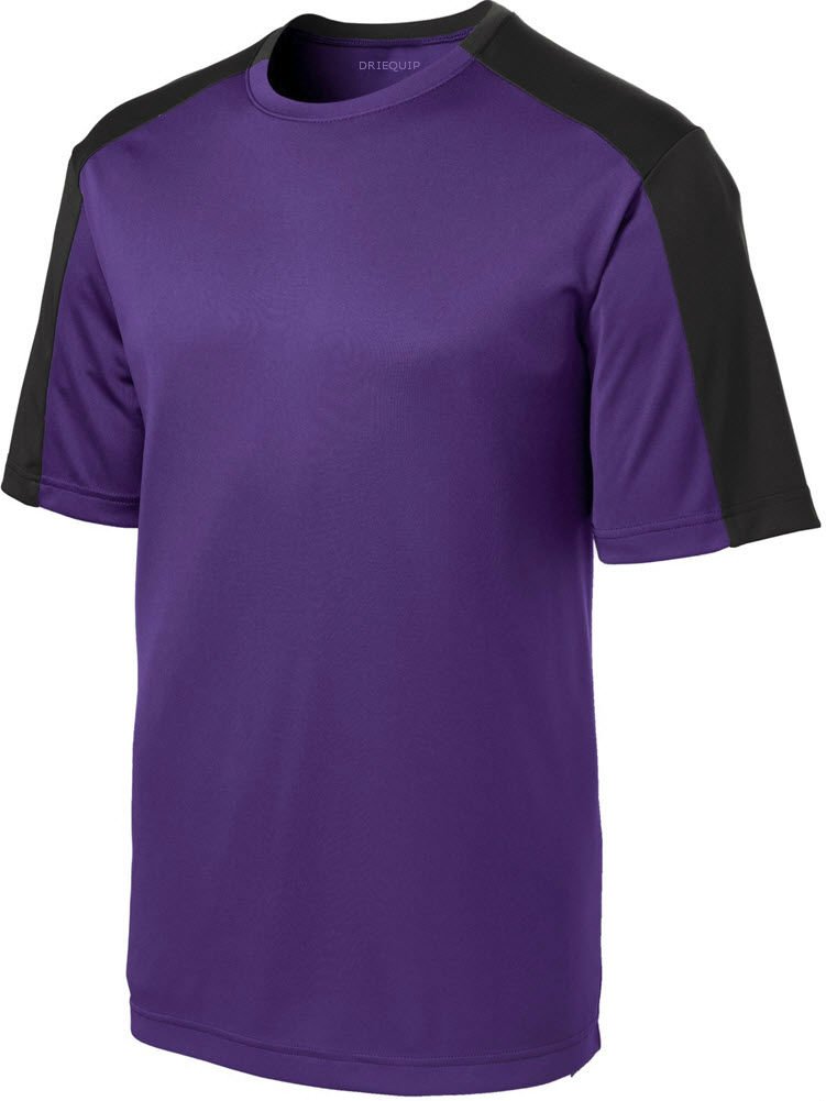 DRI-Equip Men's Moisture Wicking Athletic T-Shirt with Contrast Sleeves - Breathable Workout Shirt for Running, Gym & Sports Training