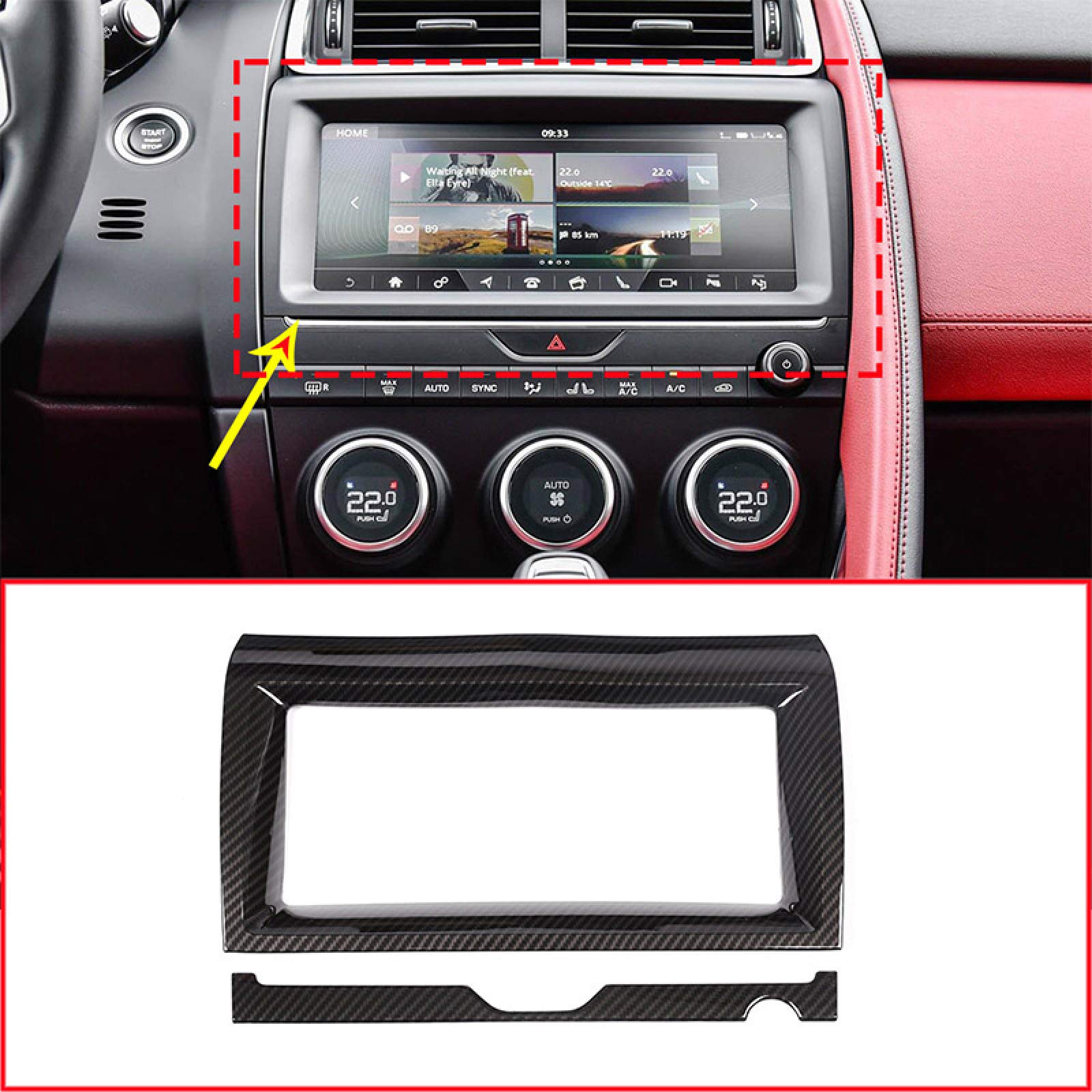 Jaguar E-PACE 2018-2019 Carbon Fiber ABS Interior Navigation Frame Trim Accessories - Upgrade Your Car Interior for a Sporty & Luxurious Look (Perfect for Daily Commute & Road Trips)
