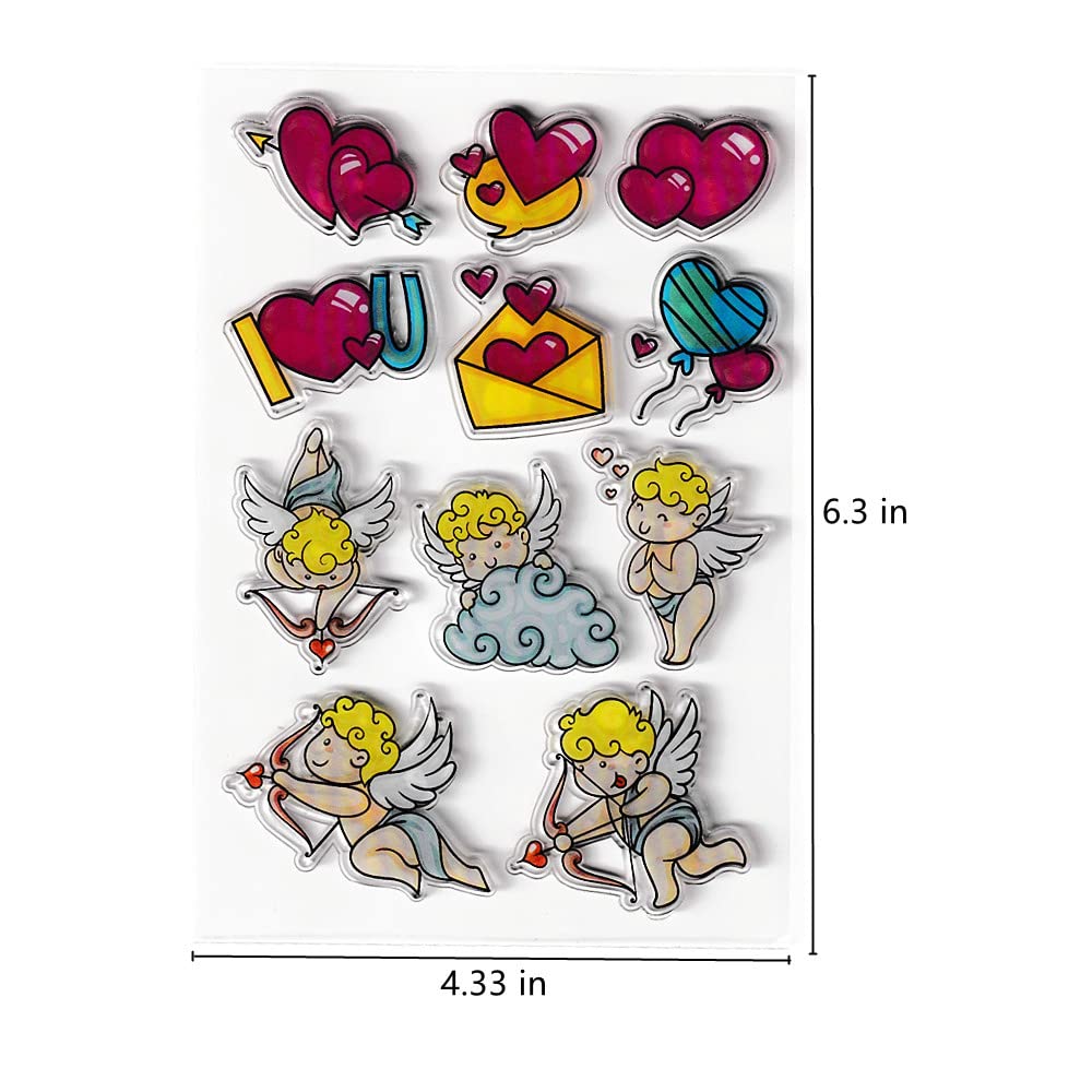 Love Cupid Clear Stamps - Valentine's Day Silicone Stamps with Sentiments & Arrow Patterns for DIY Holiday Cards, Scrapbooking, Album Decorations - Perfect for Wedding Invitations, Love Letters & Craft Projects