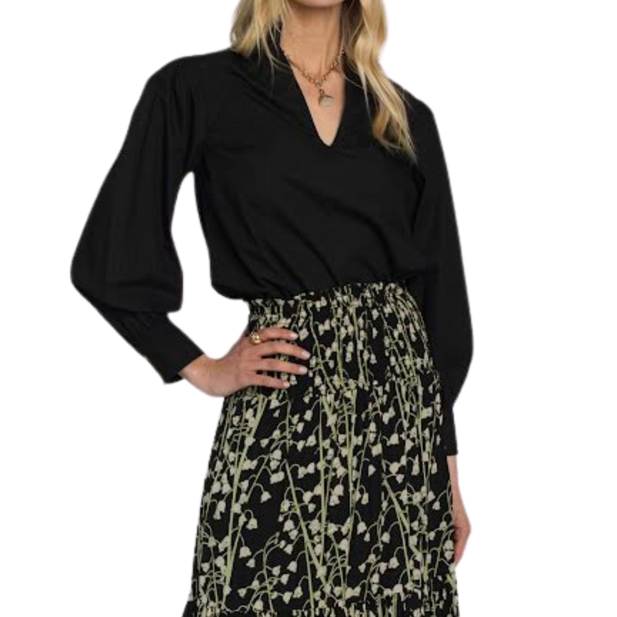 Chloe Women's V-Neck Black Blouse - Elegant Casual & Office Wear for Everyday Style