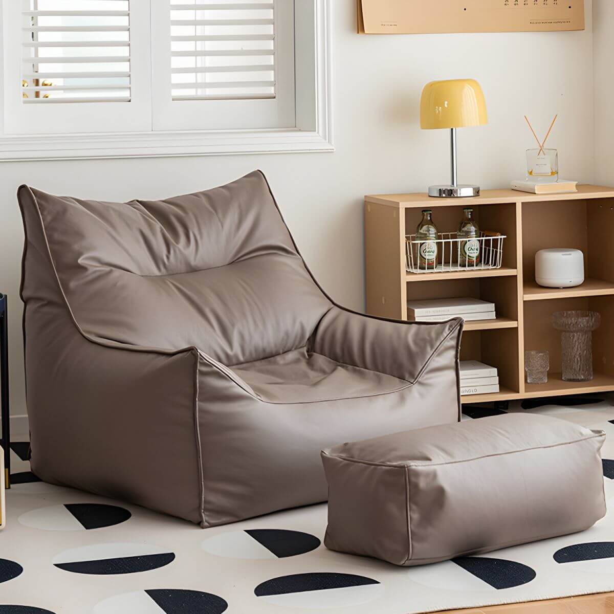 Premium Oversized Faux Leather Bean Bag Chair with Polypropylene Fill - Perfect for Living Room, Bedroom, Game Room & Dorm Relaxation