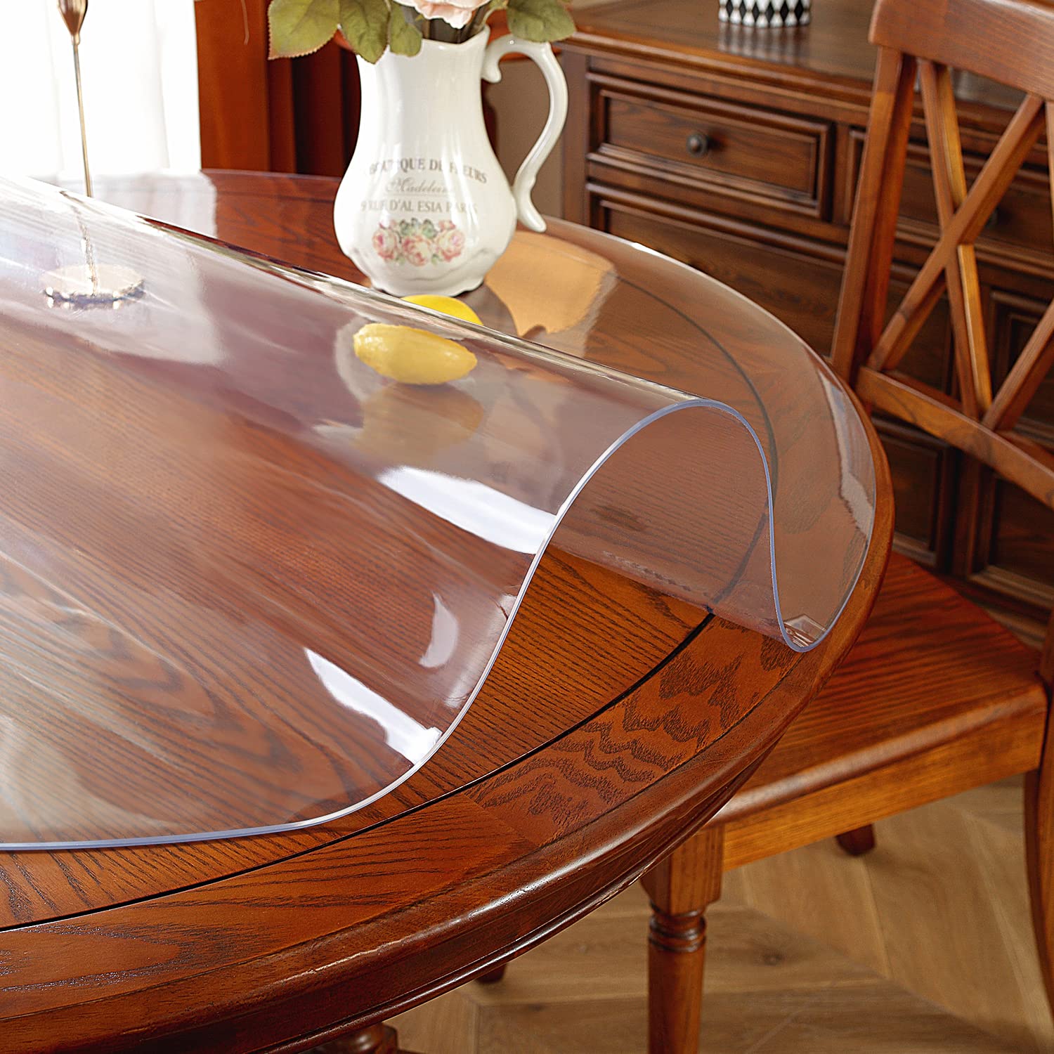 OstepDecor 72 Inch Round Clear Table Protector - Thick Waterproof PVC Table Cover, Vinyl Circle Tablecloth for Dining & Coffee Tables - Perfect for Home, Restaurant, and Outdoor Use