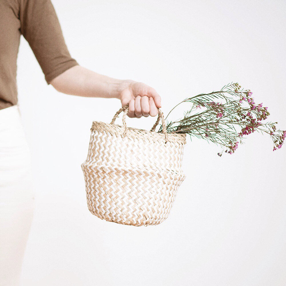 Mini Belly Basket - Small Woven Storage Basket for Home Organization, Nursery, Bathroom & Office Decor - Perfect for Toys, Blankets, and Essentials