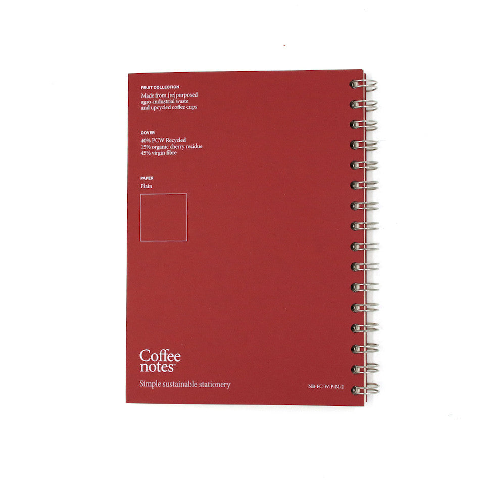 Coffeenotes Medio Wiro Notebook Cherry - Spiral Bound Journal for Coffee Lovers, Perfect for Note Taking, Sketching & Gift Giving - Ideal for Coffee Shops, Office & Home Use