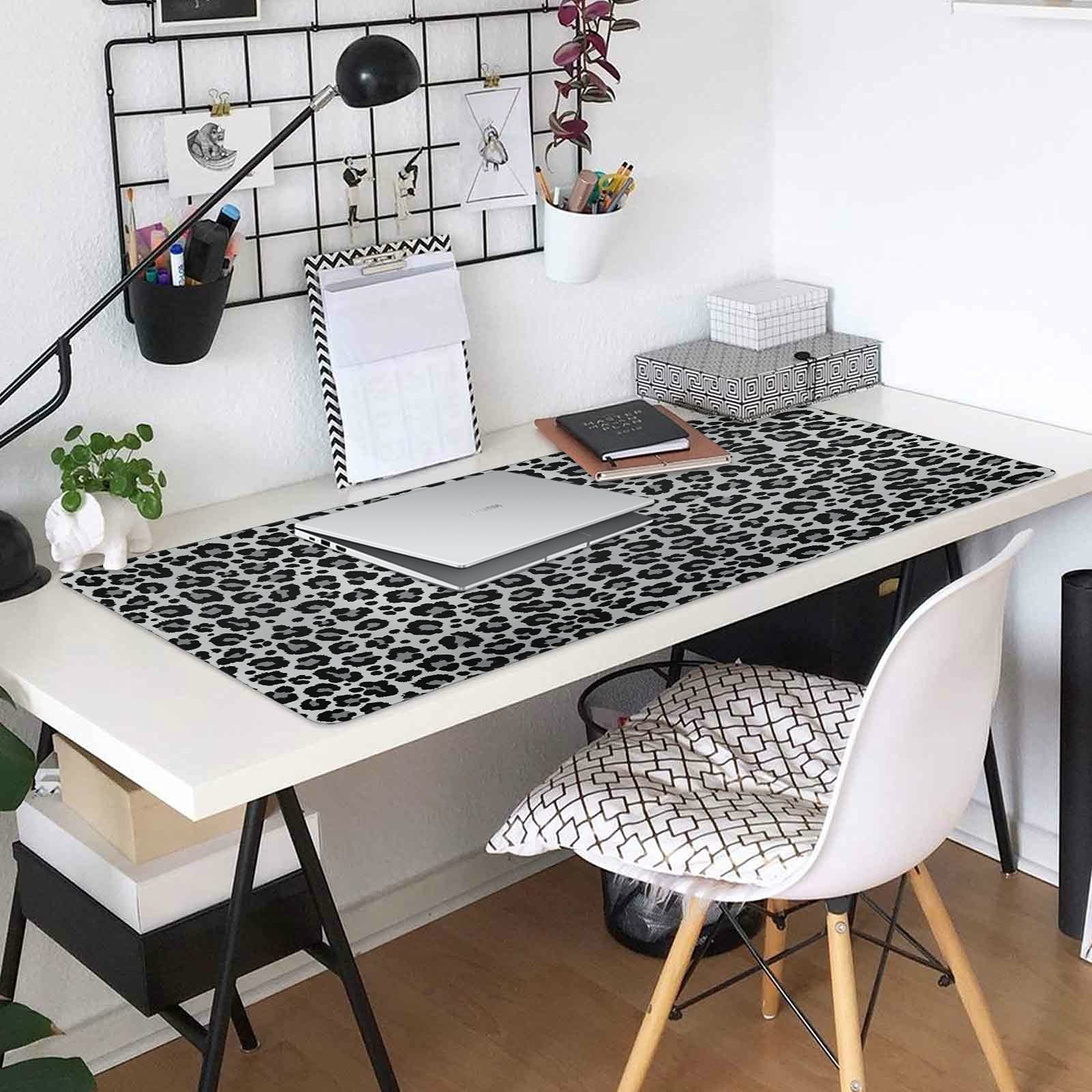ALAZA Large Gaming Mouse Pad - Snow Leopard Print Gray Non-Slip Rubber Base (31.5x15.7 Inch) for Computer, Laptop, Home & Office Use - Perfect for Gaming, Work & Daily Computing