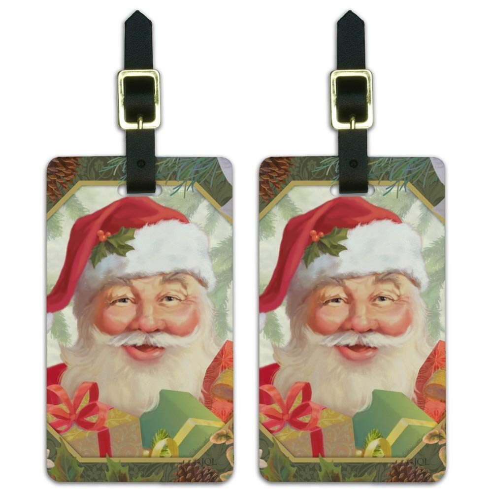 Festive Santa Claus Luggage ID Tags - Set of 2 Christmas-Themed Travel Accessories for Suitcases, Bags & Backpacks - Perfect for Holiday Travel & Gift Giving