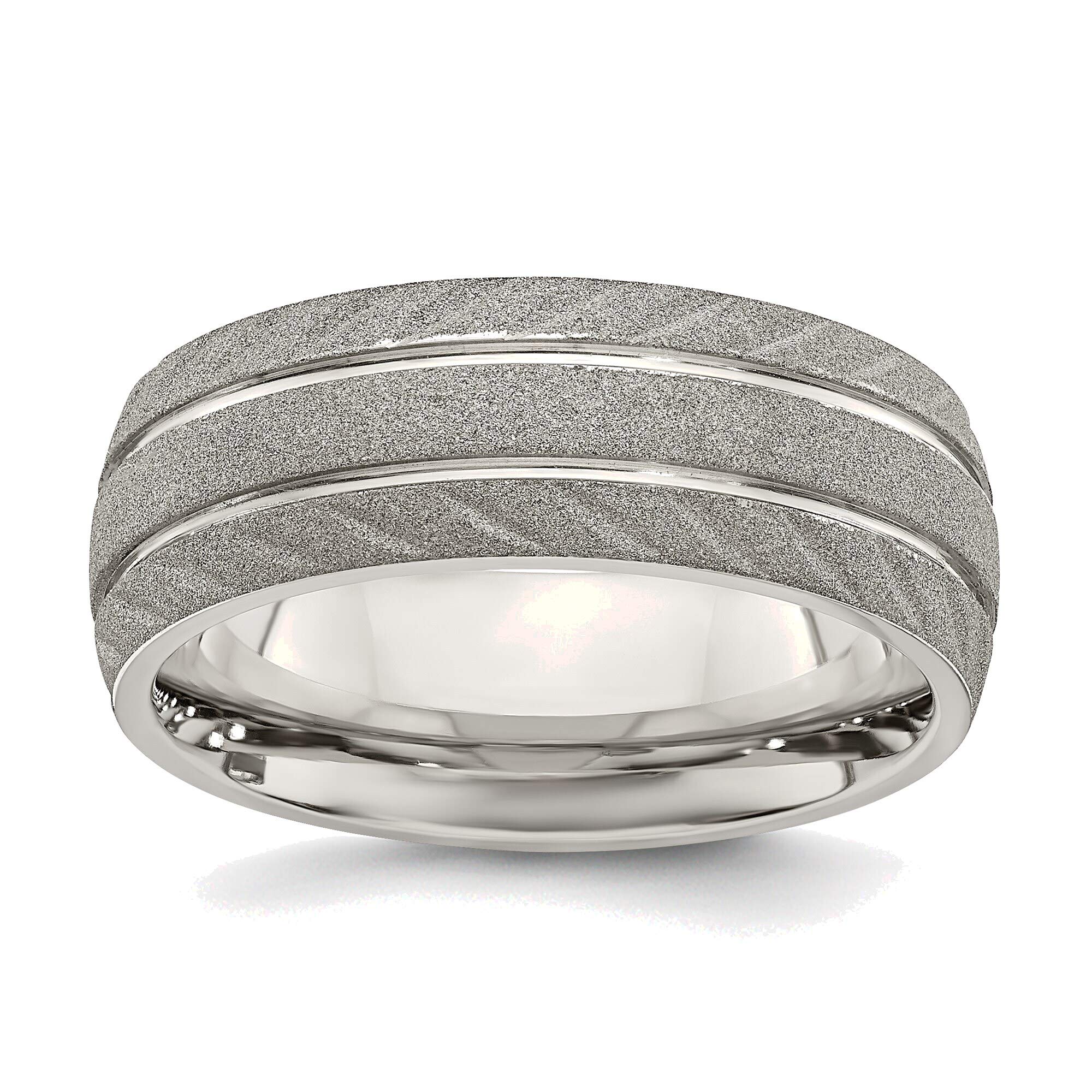 Bonyak Stainless Steel Jewelry - 8mm Polished & Satin Wedding Band Ring for Men & Women, Size 9.5 - Durable Comfort Fit Ring for Everyday Wear, Anniversary Gift, and Special Occasions