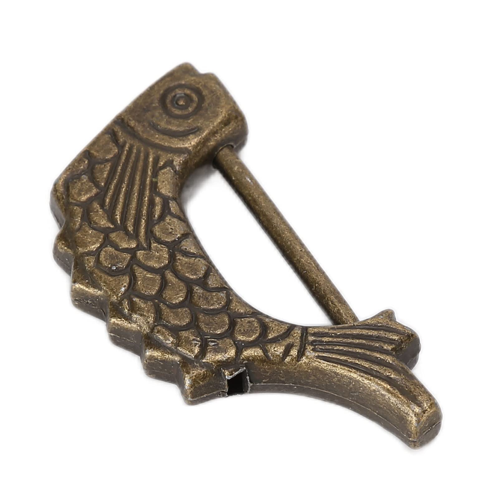 Vintage Antique Fish Shaped Padlock with Key - Decorative Cabinet Lock for Wooden Box, Jewelry Box & Collectibles - Perfect for Home Decor, Vintage Style Storage & Gift Giving