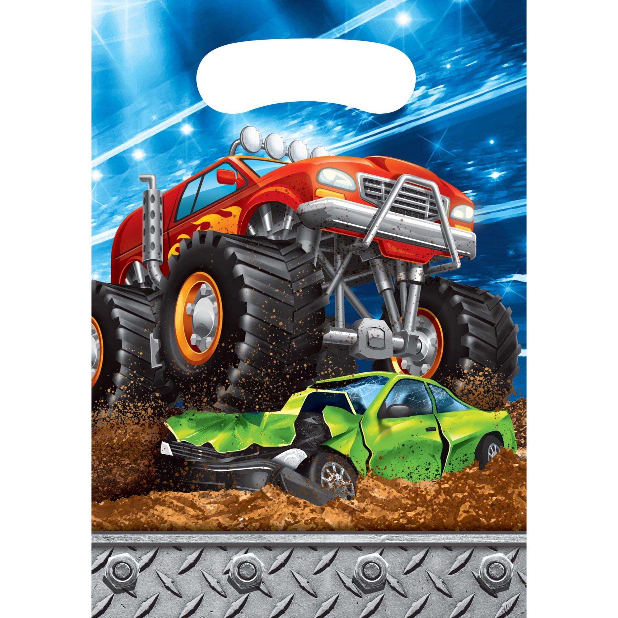 96-Pack Blue & Orange Monster Truck Favor Bags 8.8