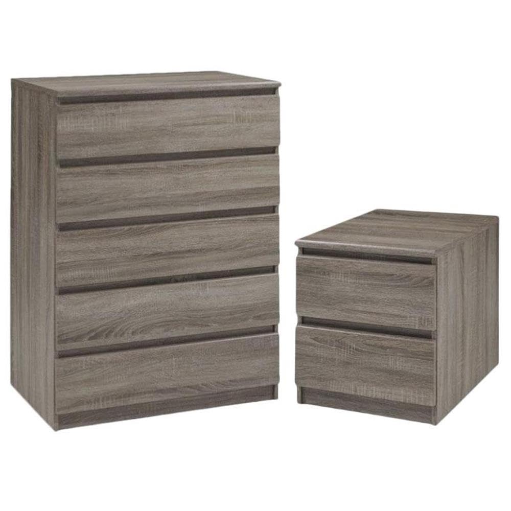 Tvilum Scottsdale 2-Piece Modern Bedroom Set - 5-Drawer Dresser & Nightstand in Truffle Brown - Perfect for Master Bedroom, Guest Room, or Apartment Decor