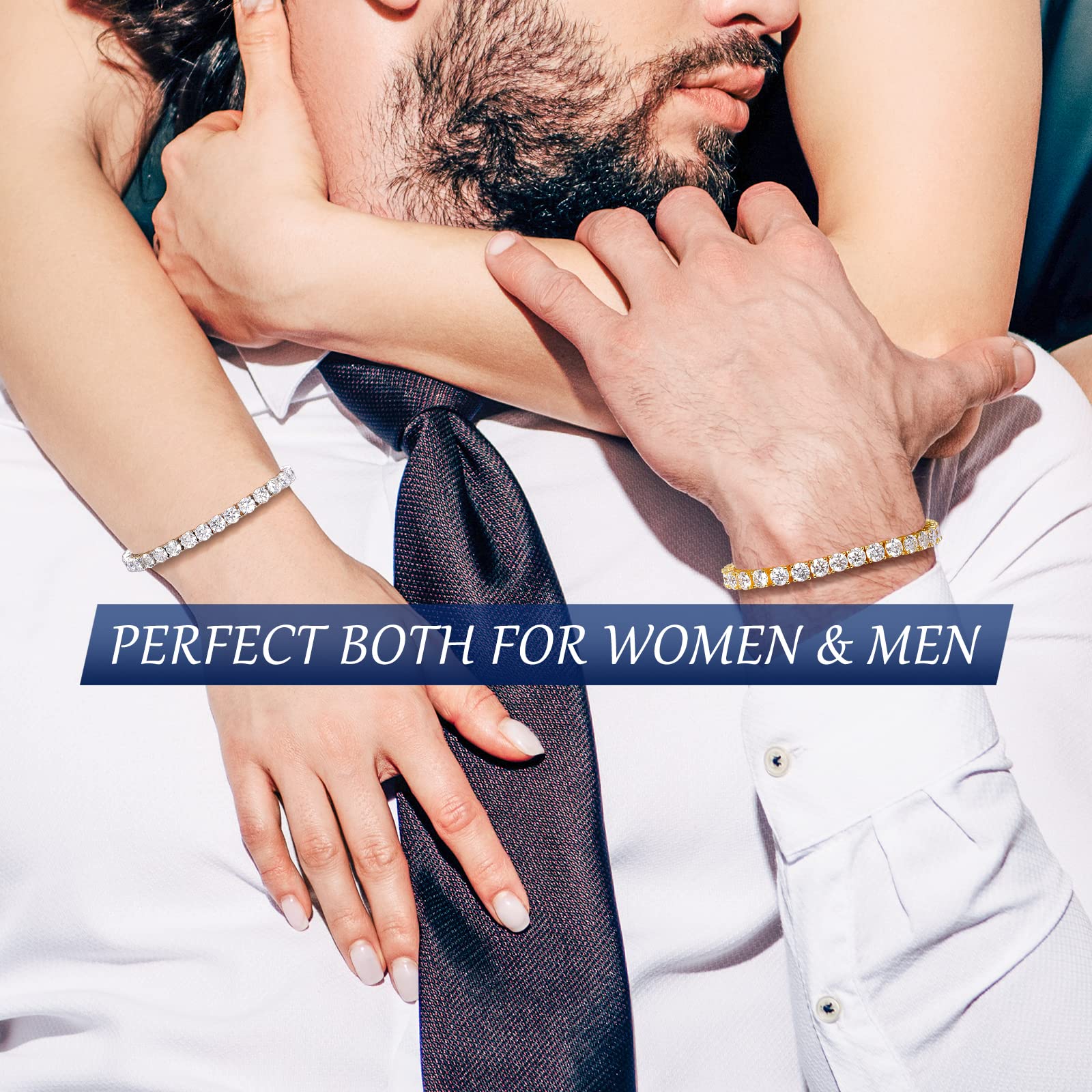 TUHE 1.92ct-21ct Moissanite Tennis Bracelet for Women & Men - 18k Gold Plated 925 Sterling Silver, 6-8.5 Inch, D Color VVS1 Lab-Grown Round Cut Stones - Perfect for Mother's Day Gifts, Anniversary Jewelry & Elegant Evening Wear