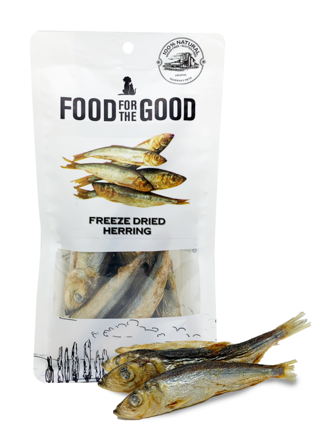 Premium Freeze Dried Herring Treats for Dogs & Cats - 50g | All-Natural Protein Snack for Training, Rewards & Dental Health | Grain-Free Pet Food Supplement