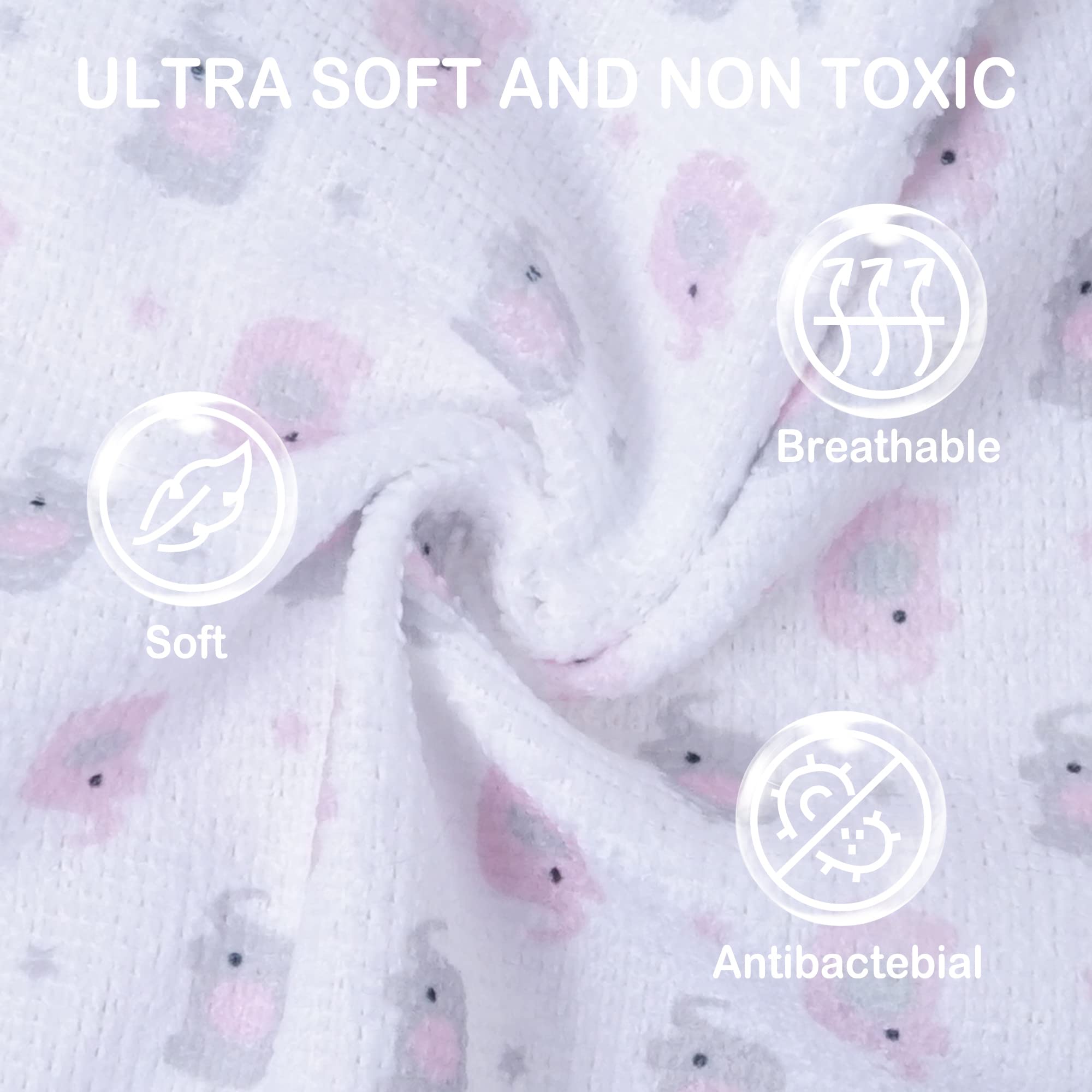 24-Pack Ultra Soft Baby Washcloths - Extra Absorbent & Gentle for Sensitive Skin | 9x9 Inch Pink Elephant Design | Unisex Face & Body Towels for Boys & Girls | Perfect for Bath Time, Diaper Changes & Gentle Skin Care