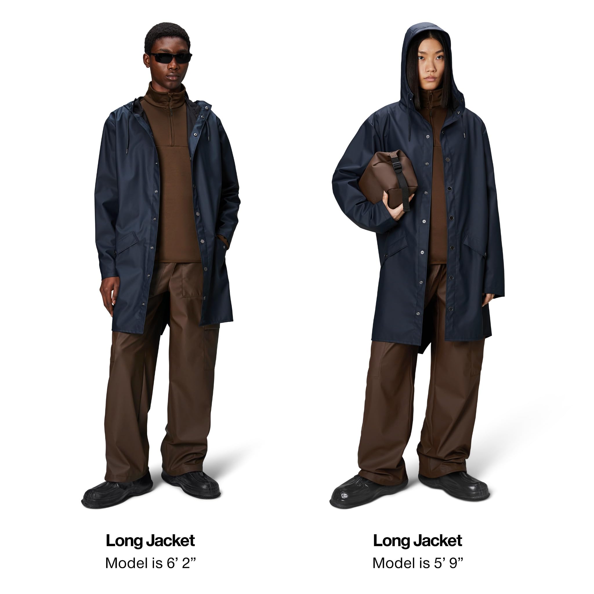 RAINS Waterproof Long Jacket for Men & Women - Windproof Lightweight Raincoat with 2 Year Warranty | Perfect for Outdoor Activities, Commuting & Travel