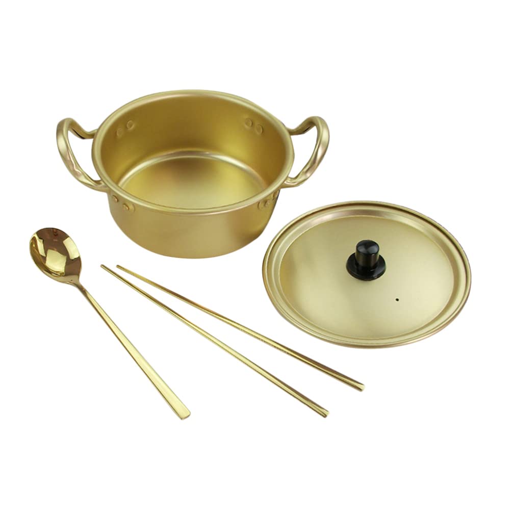 **CALLARON Korean Instant Noodle Pot - Nonstick Ramen Cooker, Soup Pot & Griddle Set - Golden Kitchen Accessories for Quick Meals, Perfect for Dorm, Office & Camping**