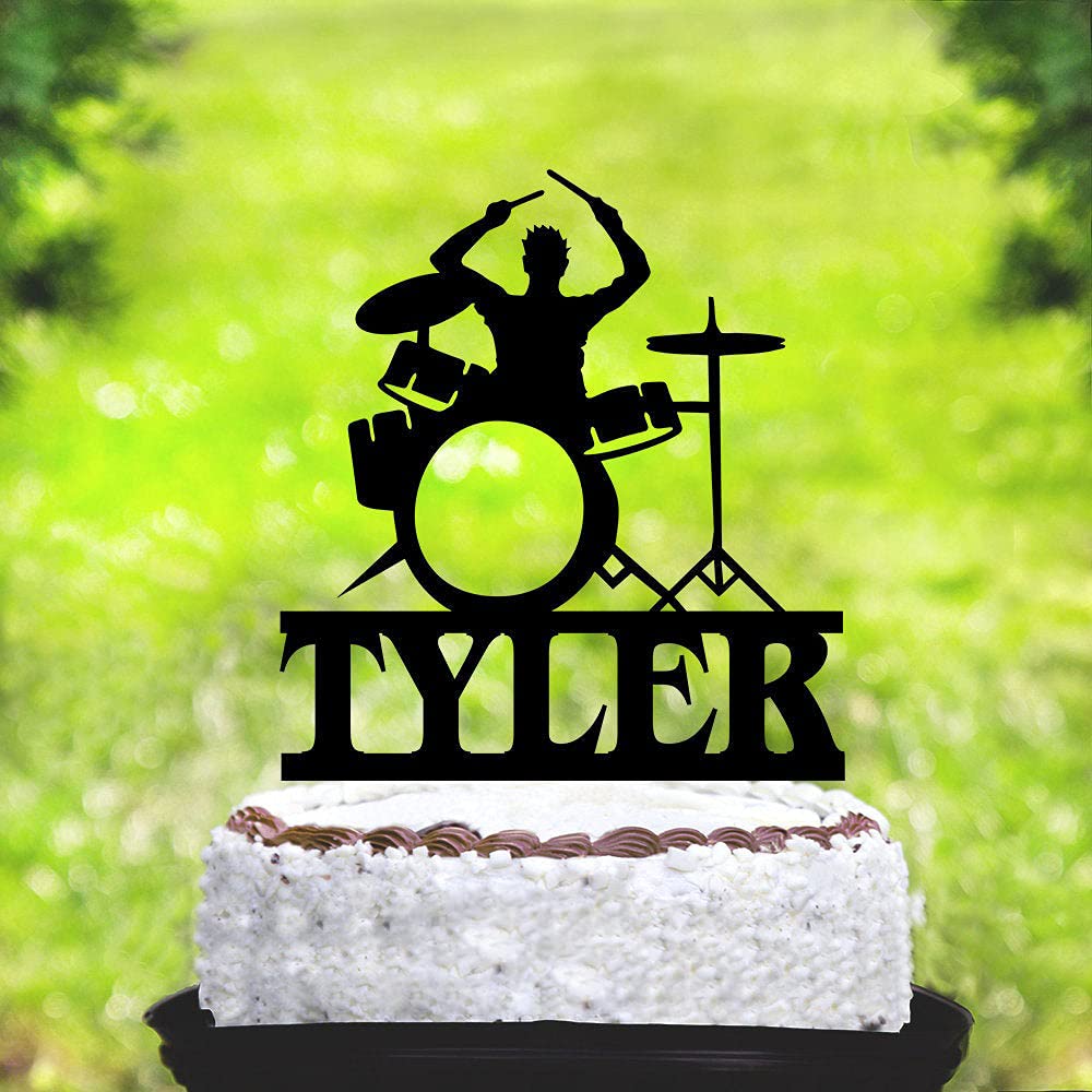 Customized Name Drummer Cake Topper - Personalized Birthday Cake Decor for Musicians & Band Parties | Perfect for Music-Themed Celebrations & Cake Decorating
