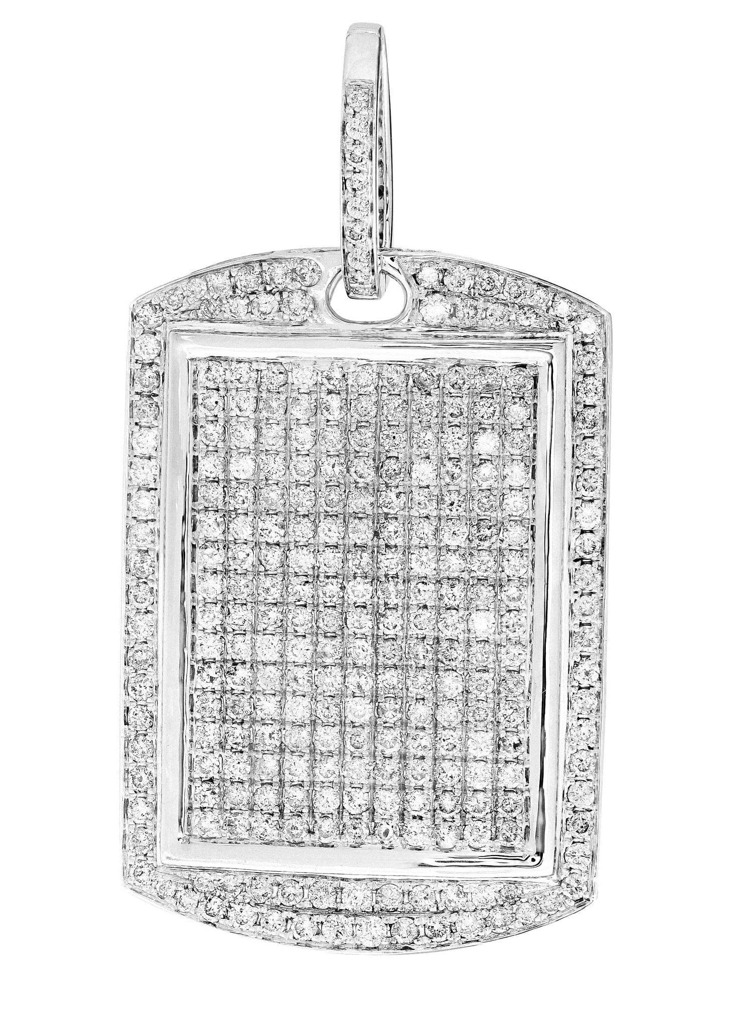 Diamond Dog Tag Pendant Necklace - 20.72 Grams (6.3 Carats) Genuine Diamond Jewelry for Men & Women - Perfect for Gifts, Military Appreciation & Everyday Wear