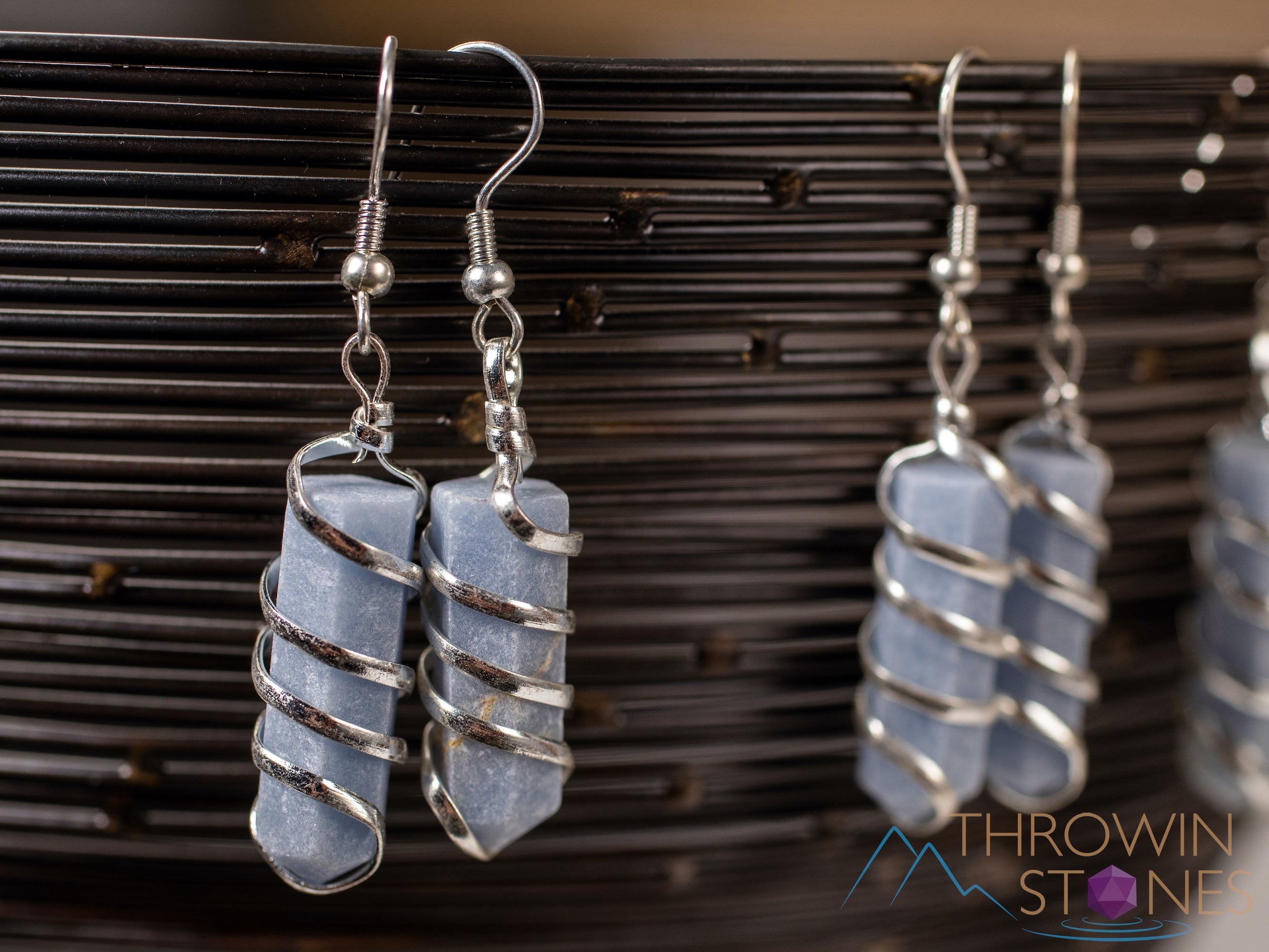 ANGELITE Crystal Earrings - Handmade Wire Wrapped Jewelry with Natural Crystal Points | Elegant Dangle Earrings for Women (E1392) | Perfect for Spiritual Healing, Meditation & Boho Fashion