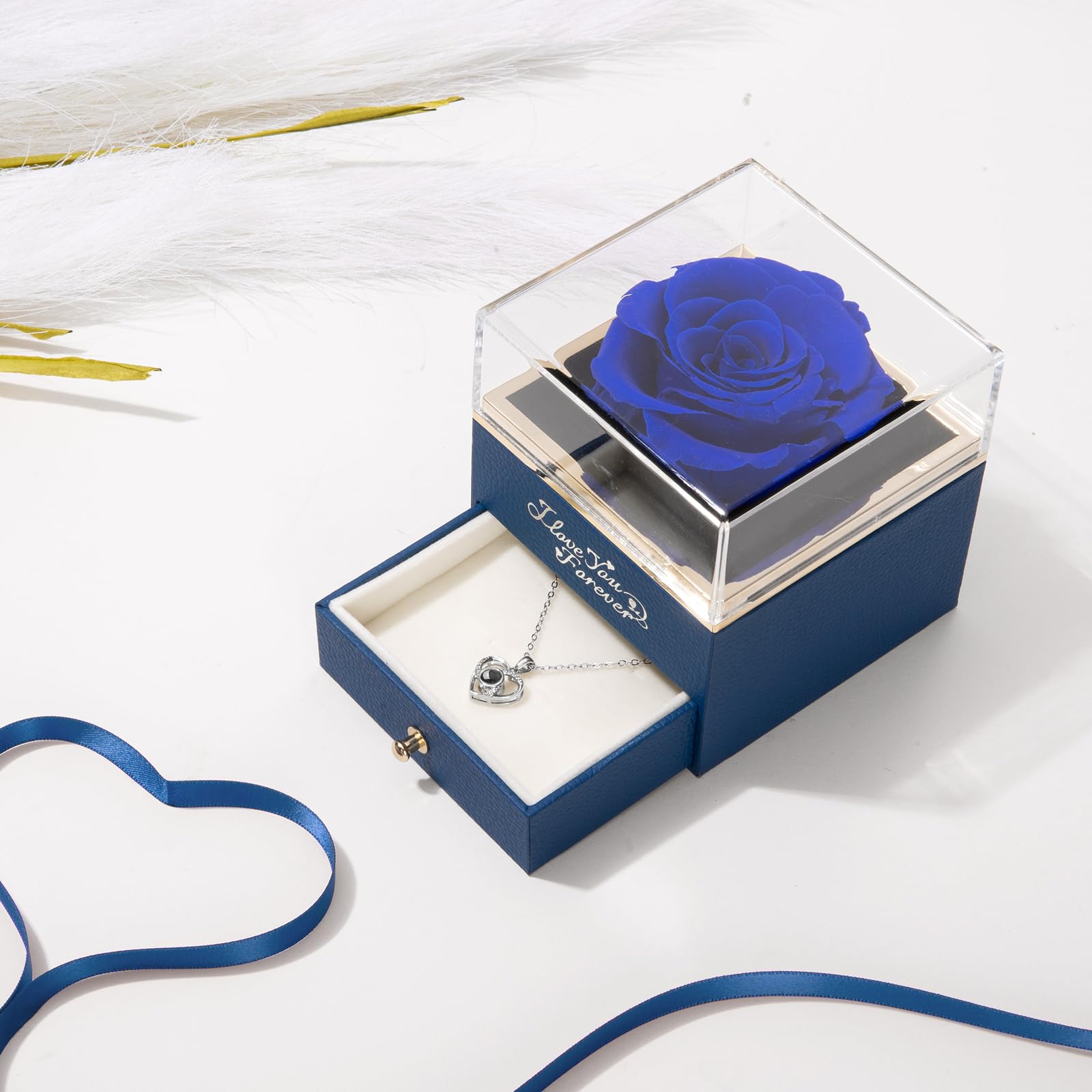 ASELFAD Preserved Real Blue Rose - Eternal Flower Gift for Women | Valentine's Day, Mother's Day, Christmas, Anniversary & Birthday Present for Wife, Girlfriend, Mom | Romantic Home Decor & Keepsake