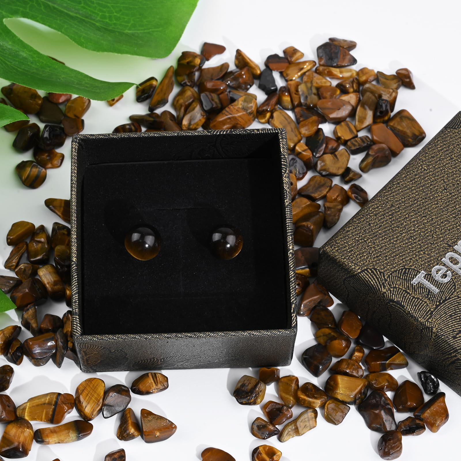 8mm Round Tiger Eye Stone Stud Earrings - Gold Plated Brown Gemstone Jewelry for Women | Perfect Gift for Birthday, Anniversary & Everyday Wear