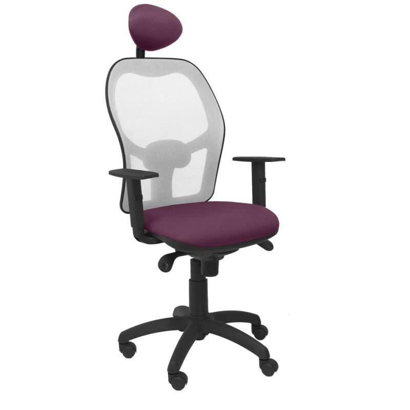 Piqueras and Crespo (PIQU7) Grey Mesh Garden Chair with Fixed Headrest - Ergonomic Office Chair for Home & Outdoor Use - Bali Lilac Color - Perfect for Patio, Balcony, and Workspace