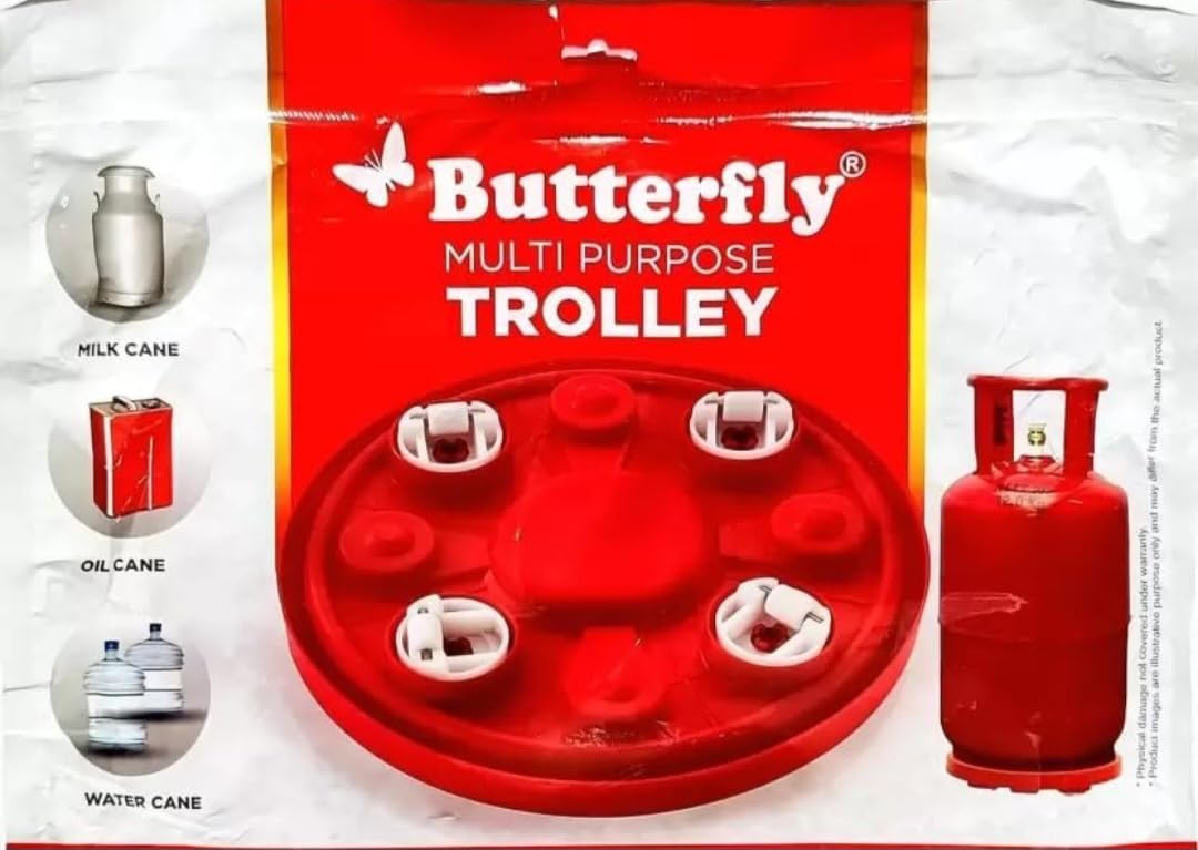 Butterfly Multi-Purpose Gas Cylinder Trolley - Heavy Duty Red Utility Cart for Propane Tanks, Welding Cylinders & Industrial Use - Perfect for Workshops, Construction Sites & Home Garage Storage