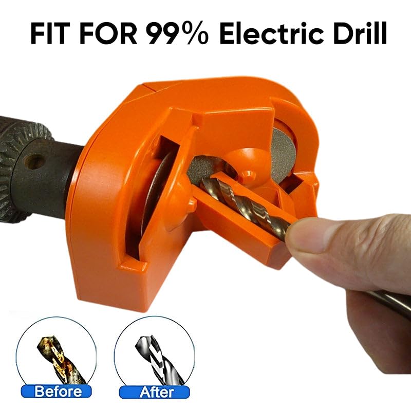 Diamond Drill Bit Sharpener - Portable Multipurpose Drill Grinder Tool for Sharpening & Polishing Wheels (Orange) | Perfect for DIY Projects, Woodworking & Metalworking