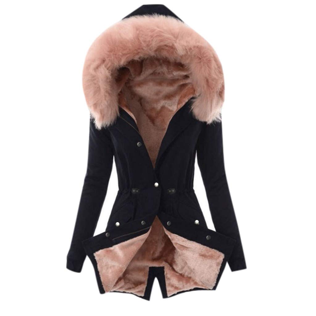 Women's Winter Thermal Hooded Maxi Jacket - Cotton Fleece Lined Hoodie for Cold Weather - Perfect for Outdoor Activities, Hiking & Casual Wear