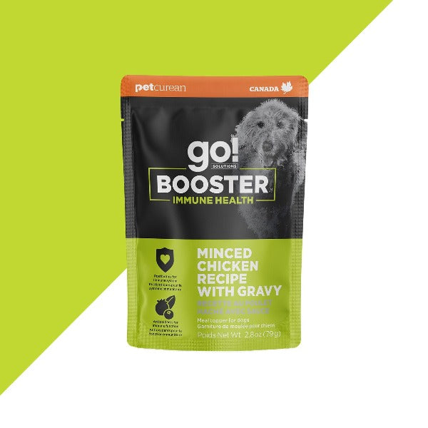 Go! Solutions Booster Immune Health Minced Chicken with Gravy Dog Food Topper - High Protein Grain-Free Supplement for Dogs - Perfect for Picky Eaters & Boosting Immunity at Mealtime