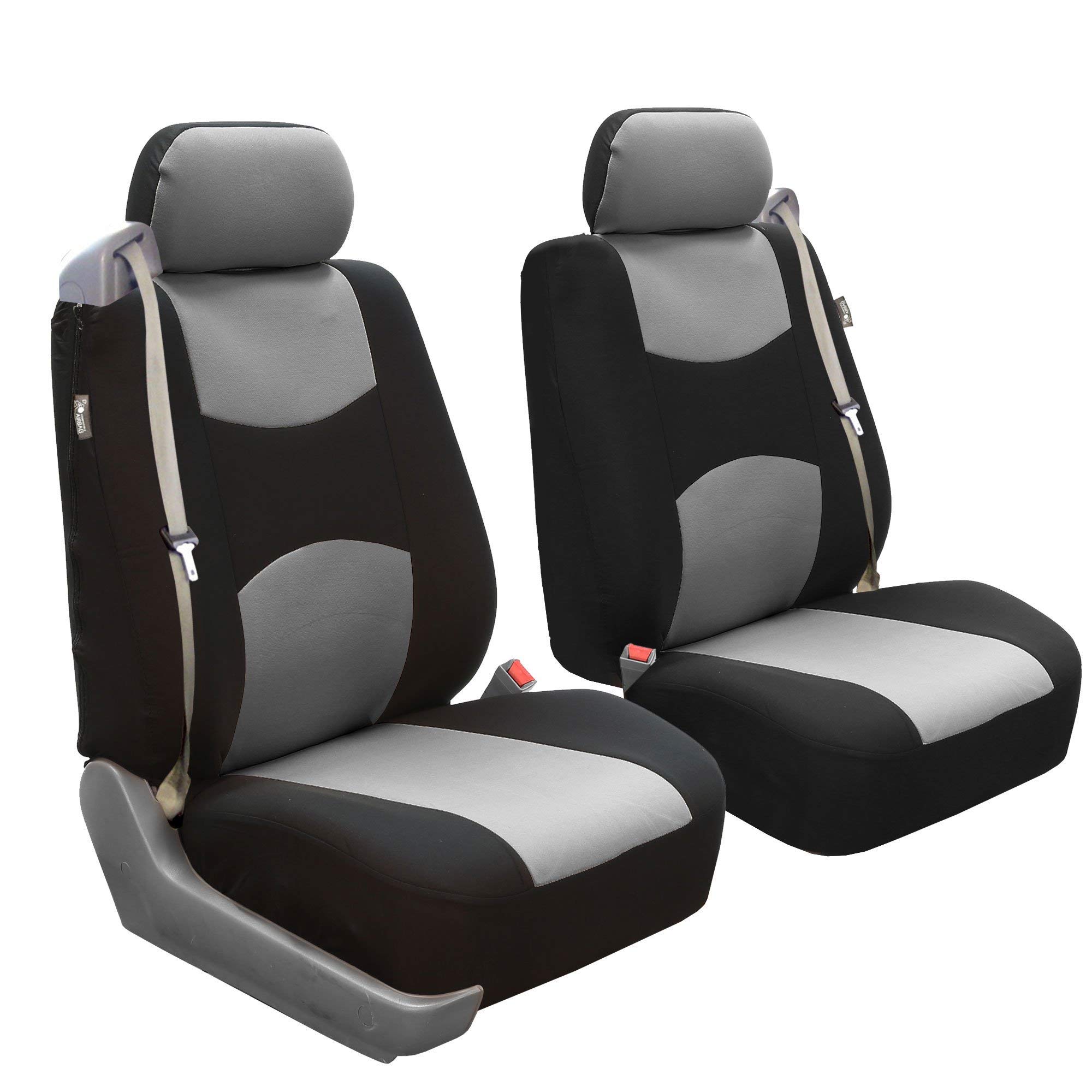 FH Group Universal All-Purpose Built-in Seatbelt Car Seat Covers Full Set - Perfect Fit for Cars, Trucks & SUVs (Gray/Black) FB351115 - Ideal for Road Trips, Daily Commute & Vehicle Protection