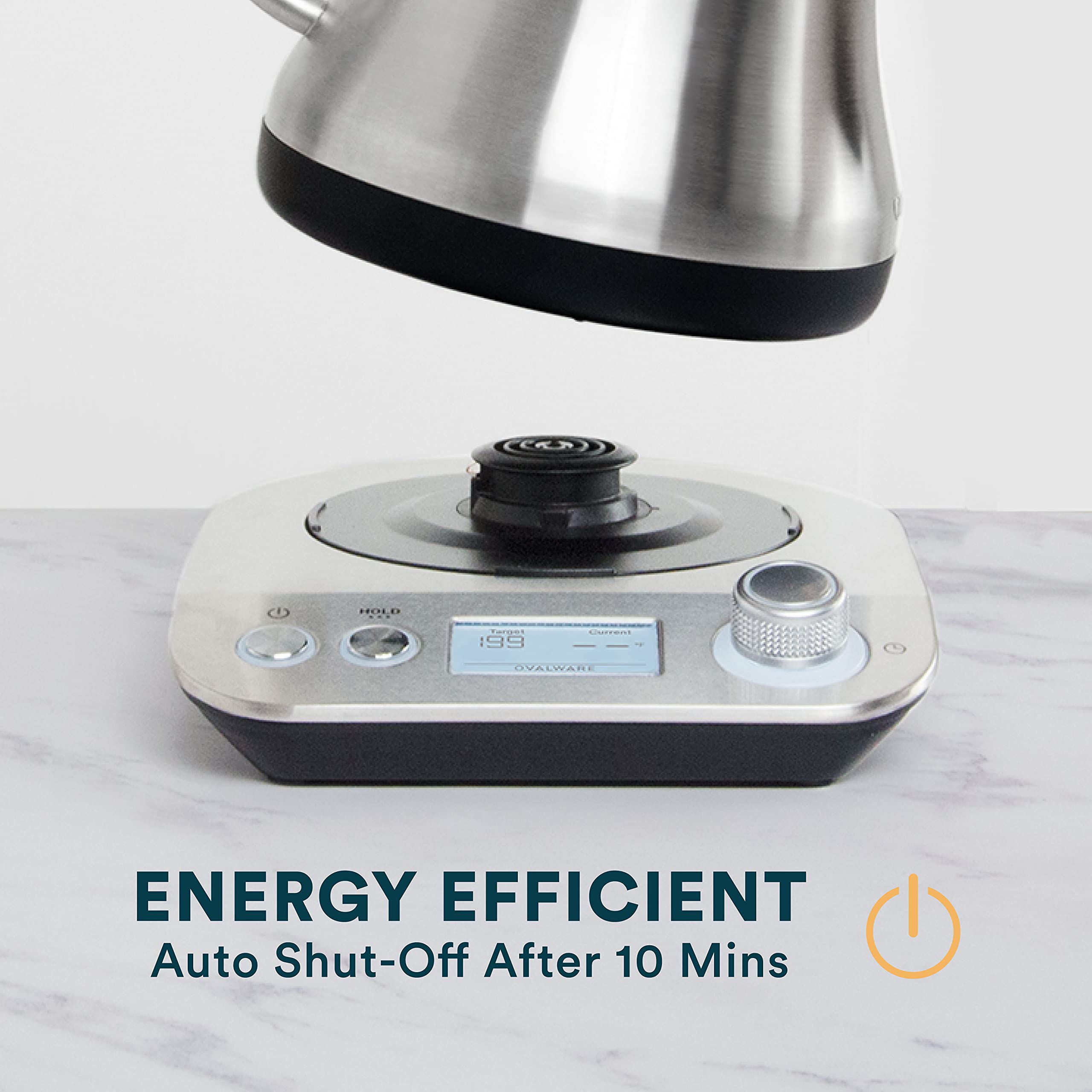 OVALWARE 0.8L Electric Gooseneck Kettle with Variable Temperature Control - Fast Boiling Stainless Steel Water Kettle with Auto Shutoff - Perfect for Pour Over Coffee, Tea Brewing & Home Kitchen Use