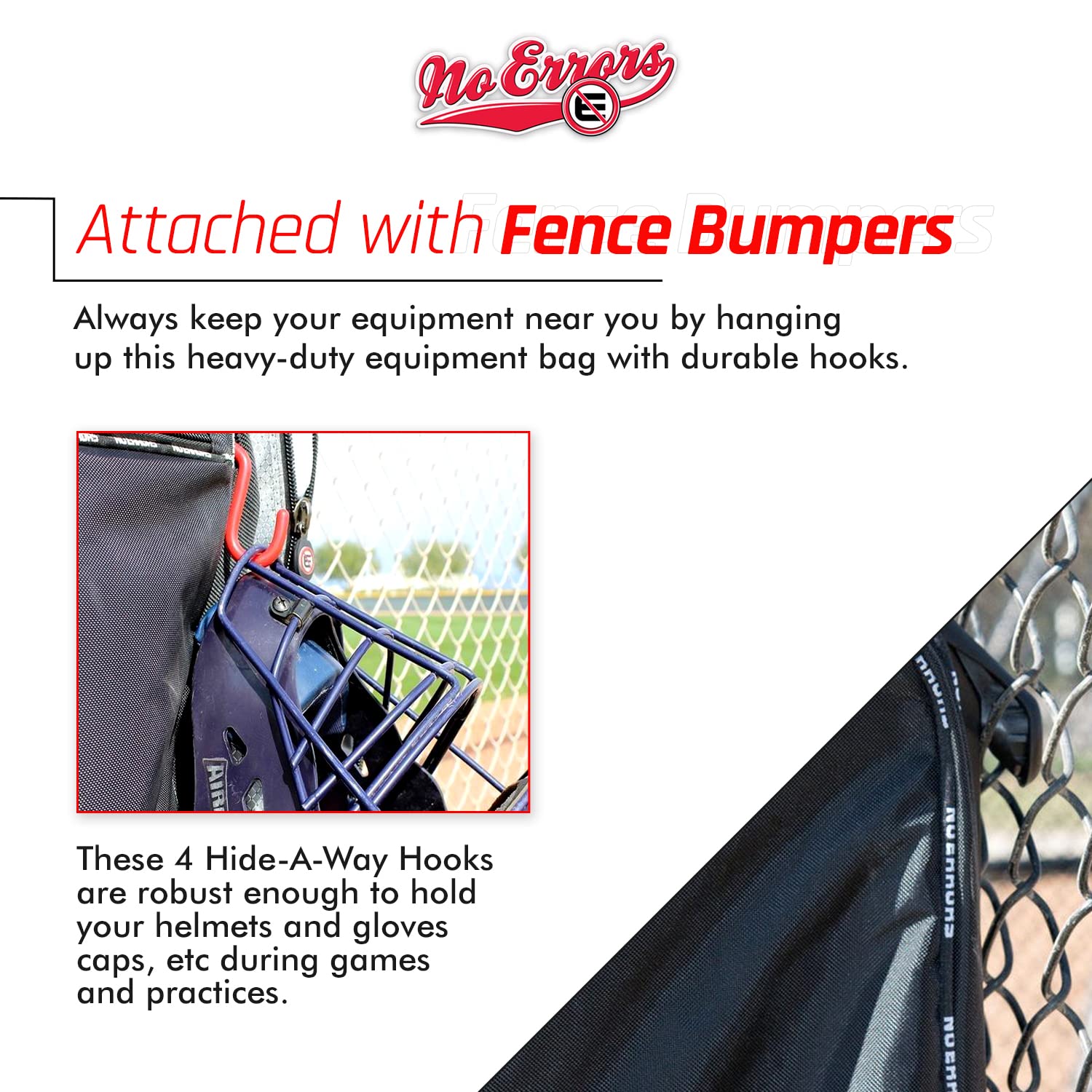 No Errors NO E2 Wheeled Catchers Gear Bag - Large Durable Baseball & Softball Equipment Bag with Fatboy Wheels - Perfect for Catchers, Coaches & Travel Teams - Ideal for Games, Practices & Tournaments
