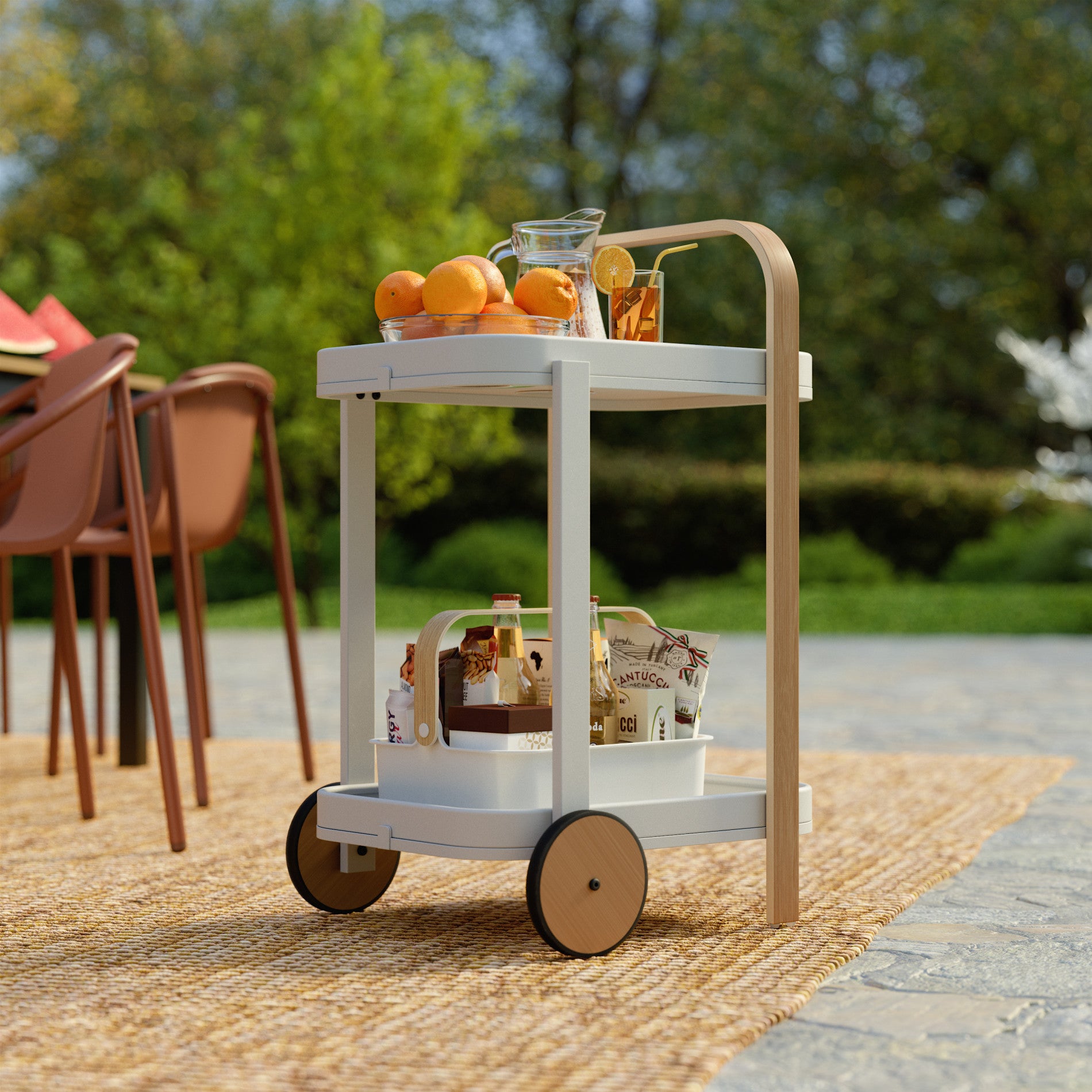 Bellwood Bar & Storage Cart - Mobile Home Bar Cabinet with Wheels for Kitchen, Living Room & Outdoor Entertaining