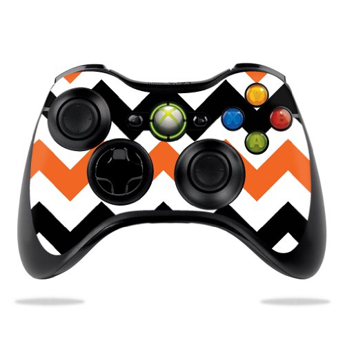 Protective Vinyl Skin Decal Wrap Sticker for Microsoft Xbox 360 Controller - Orange Chevron Design | Custom Gaming Accessory for Enhanced Grip & Console Protection