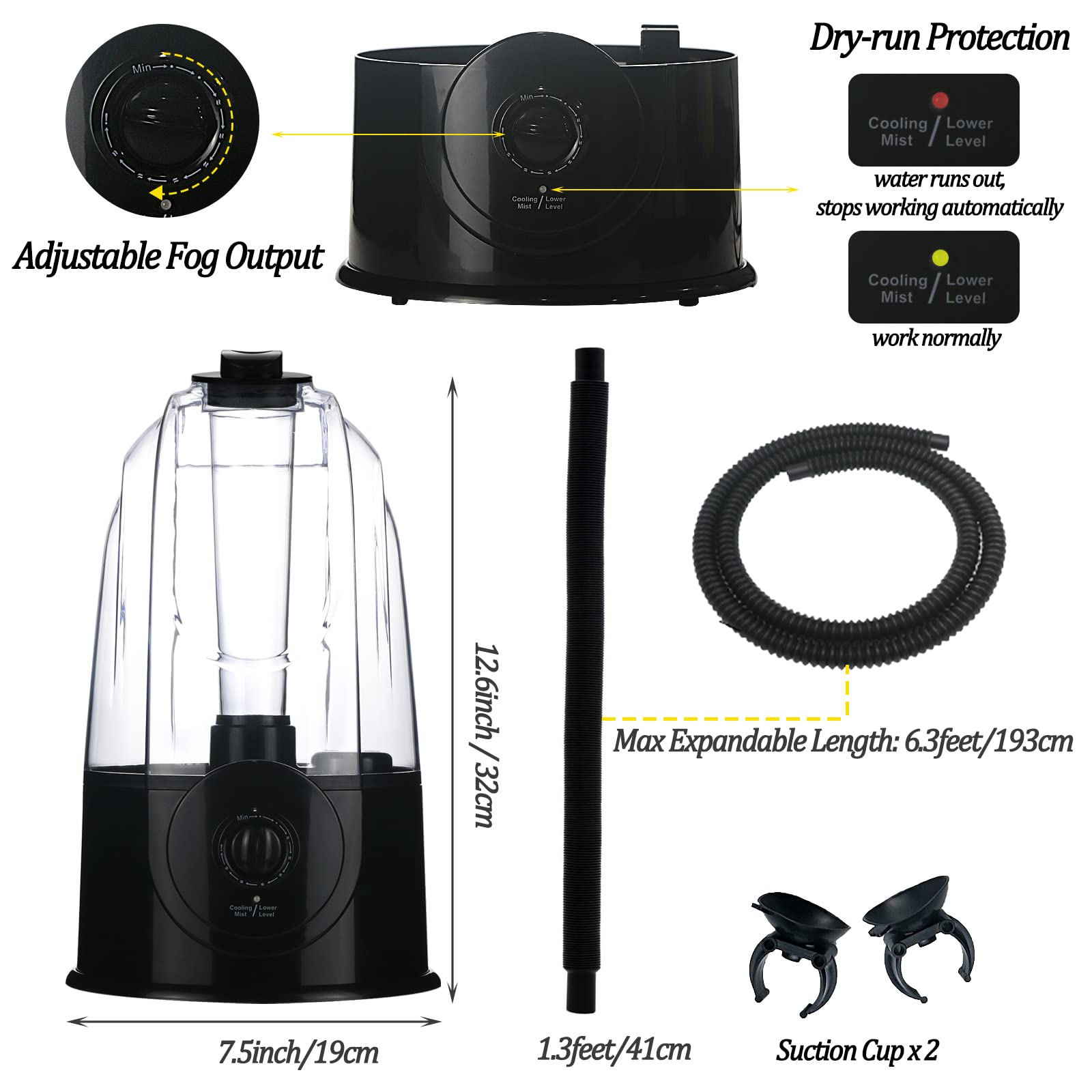 Coospider 3L Reptile Fogger Terrarium Humidifier - 380L/h High Output Mister for Reptiles, Amphibians & Herps - Ideal for Tropical Terrariums, Vivariums & Pet Habitats