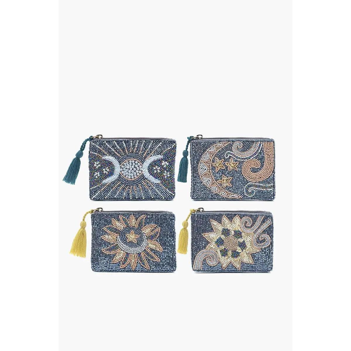 Celestial Embellished Mini Pouches for Women - Small Glittery Crossbody Bags for Parties, Travel & Everyday Use | Trendy Starry Night Design Fashion Accessory