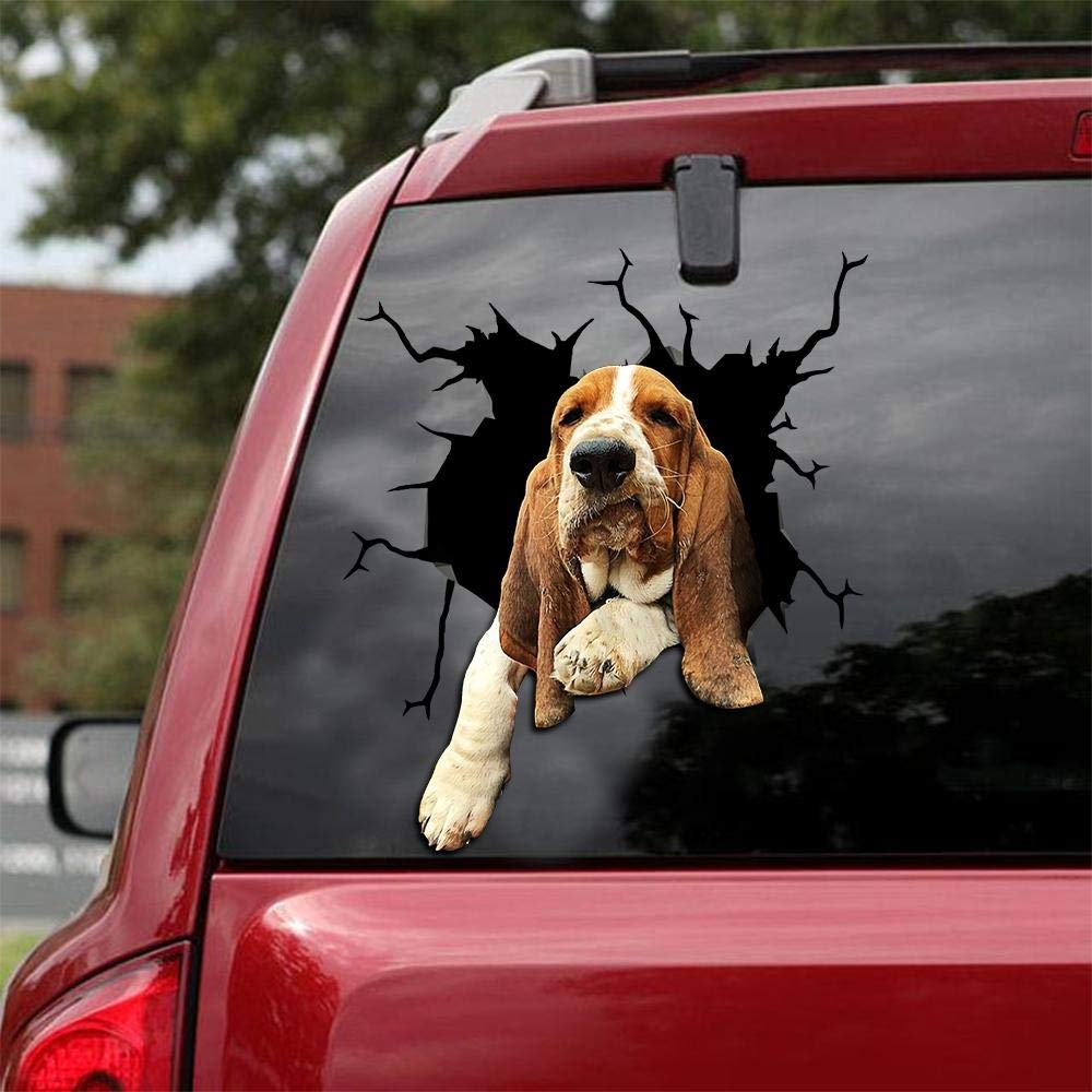 Basset Hound Dog Decals - Pack of 2 Realistic Car & Wall Stickers (10