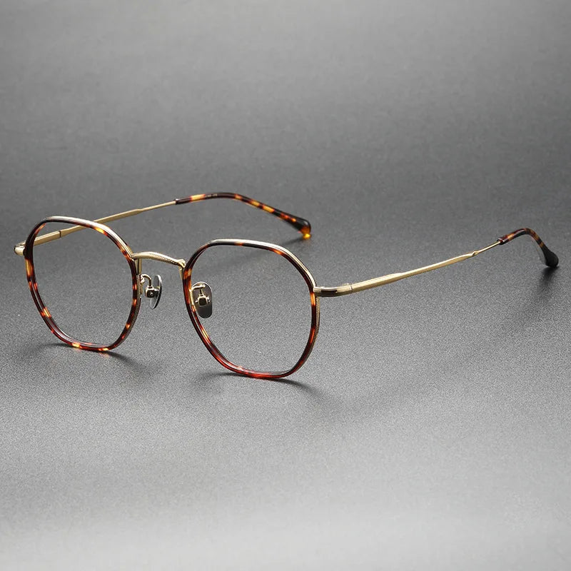 Aimee Men's Full Rim Polygon Round Titanium Acetate Eyeglasses 8502 - Lightweight & Durable Frame for Work, Reading & Everyday Use