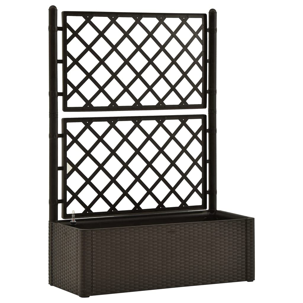 Elevated Garden Raised Bed with Trellis & Self-Watering System - Mocha Planter Box for Flowers, Herbs & Climbing Plants | Outdoor Patio, Terrace & Backyard Gardening Solution