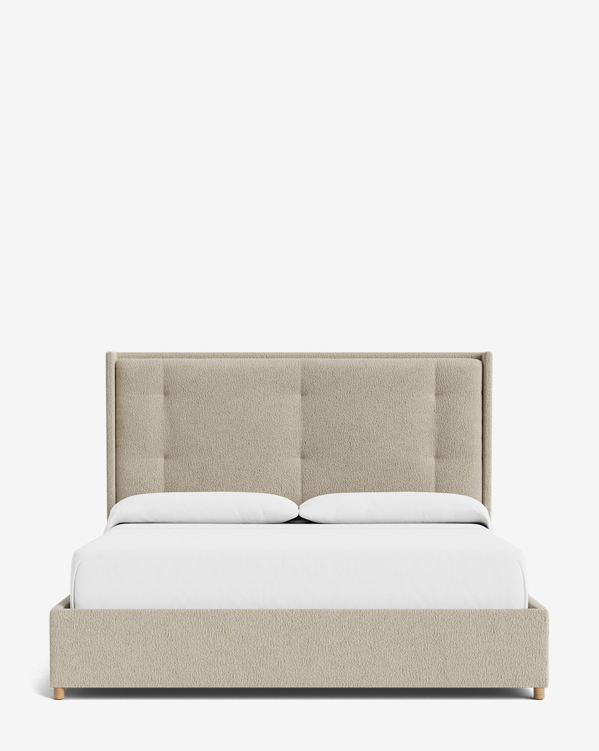 Luxury Ria Upholstered Bed Frame - Queen Size Platform Bed with Soft Fabric Headboard - Modern Bedroom Furniture for Master & Guest Rooms
