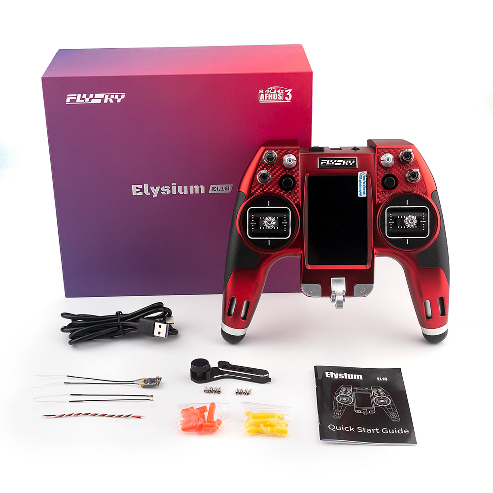 Flysky 18CH EL18 Transmitter with TMR Receiver & Nano JR RF Module Adapter - Barycenter Adjustment Bracket for RC Airplane, Car, Truck - Perfect for FPV Racing, Drone Flying & Remote Control Hobbies