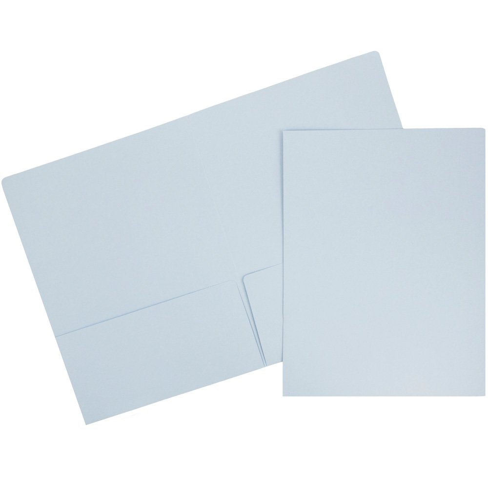 Premium Matte Cardstock Twin Pocket Folders - Baby Blue - 50 Pack Bulk - Ideal for School, Office & Home Organization